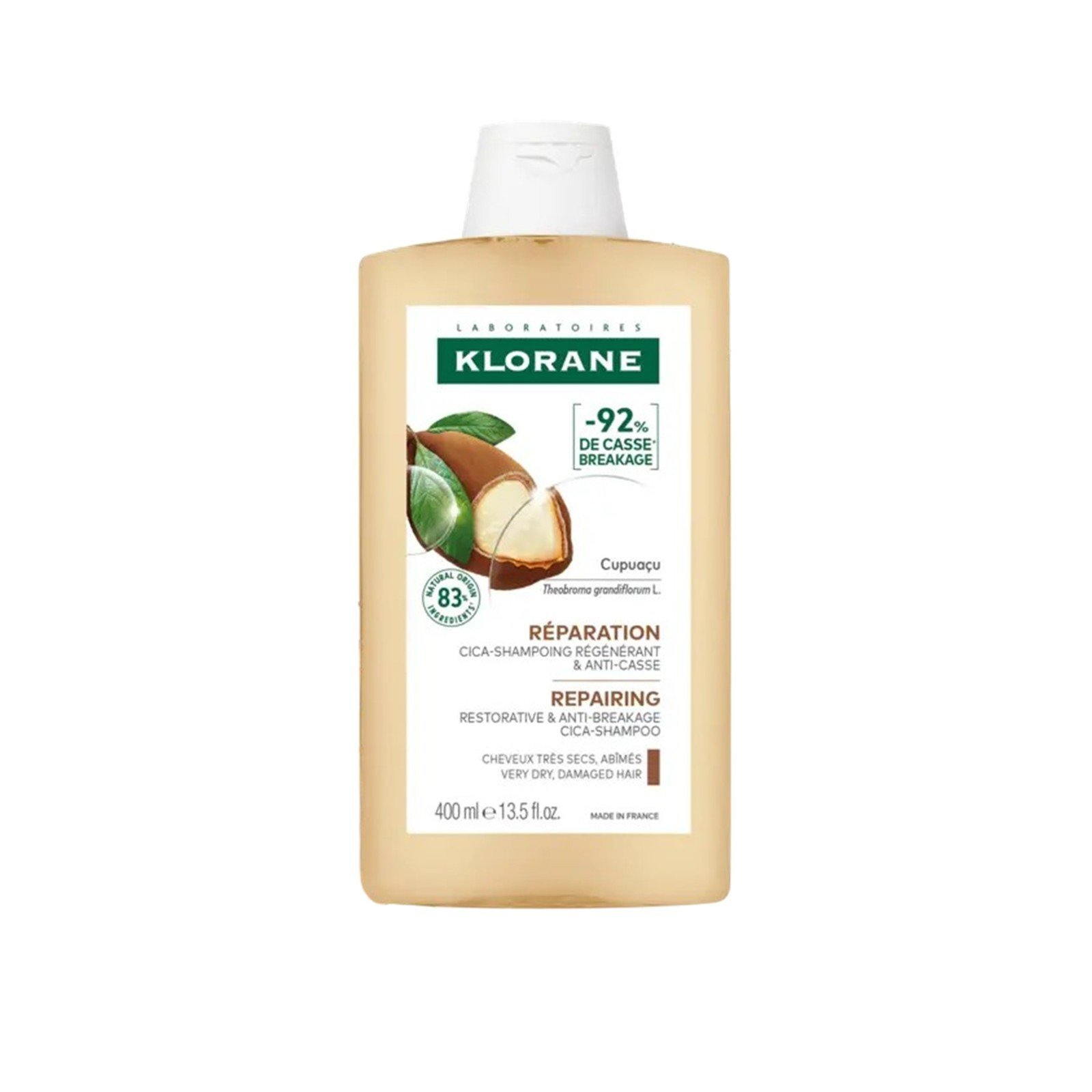 Klorane Repareringsschampo Återuppbyggande & Anti-Brott Cupuaçu-Smör Cica-Schampo 400ml