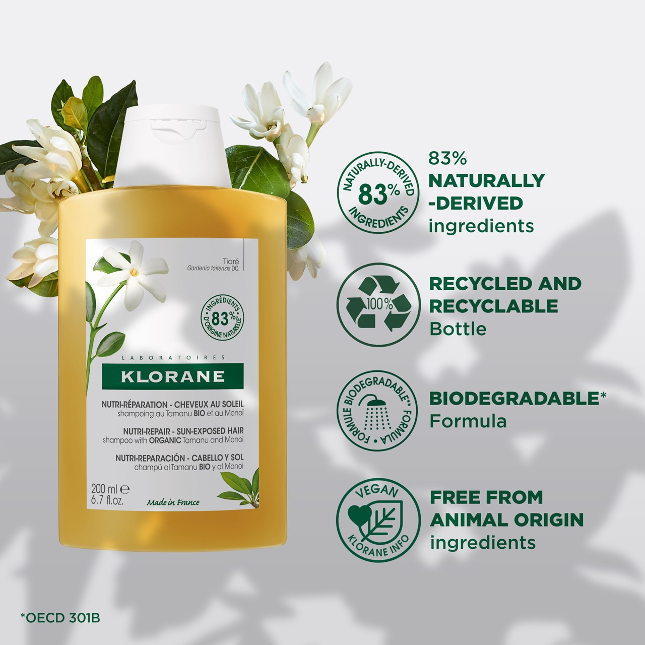 Klorane Sun Radiance Nourishing Shampoo with Tamanu and Monoi 200ml