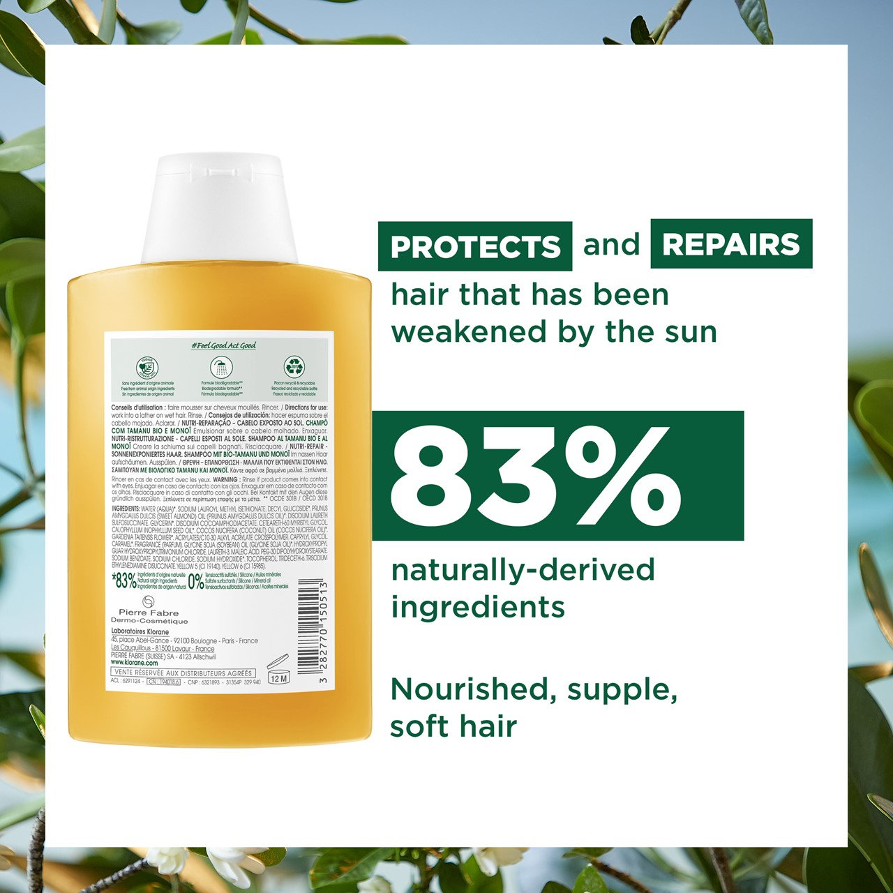 Klorane Sun Radiance Nourishing Shampoo with Tamanu and Monoi 200ml