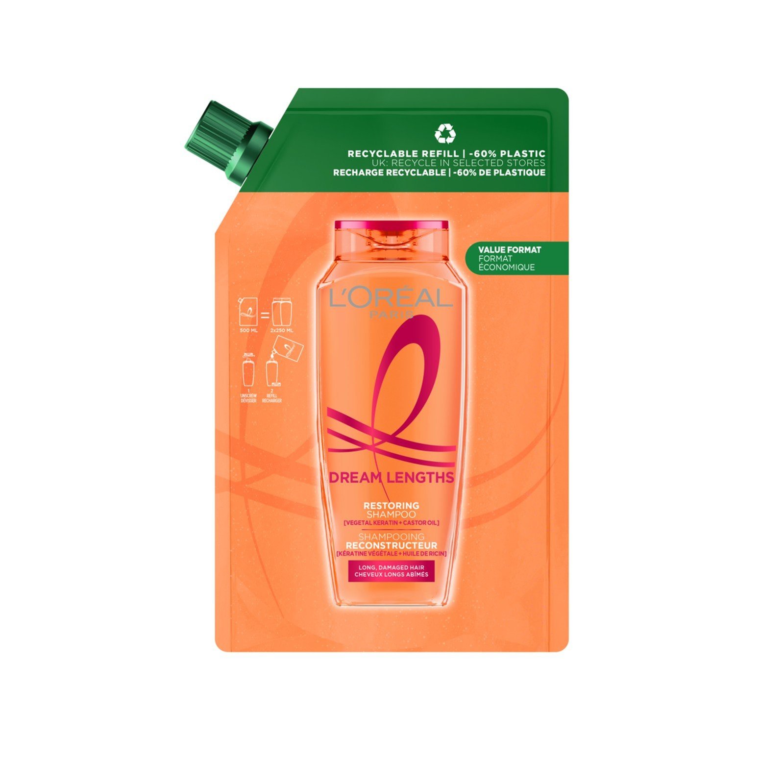 L'Oréal Paris Elvive Dream Long Šampón Náplň 500ml