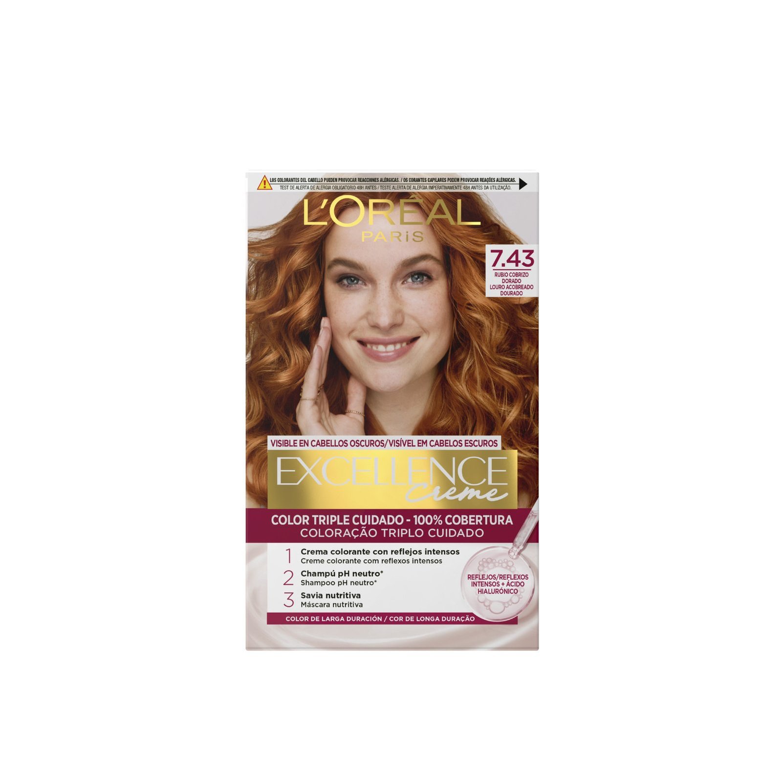 L'Oréal Paris Excellence Creme Hair Dye 7.43 Copper Golden Blonde
