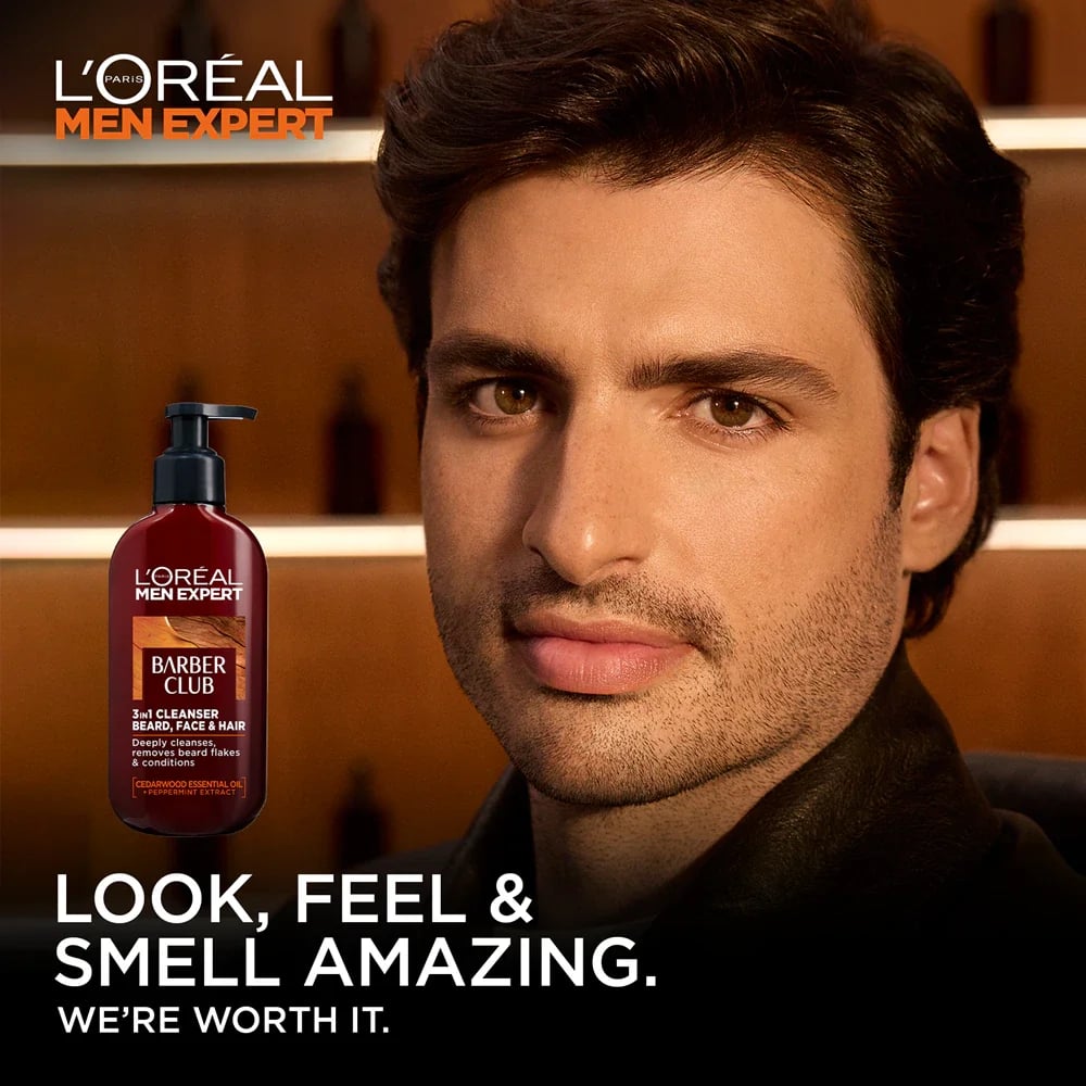 L'Oréal Paris Men Expert Barber Club Limpiador para Barba, Rostro y Cabello 200ml