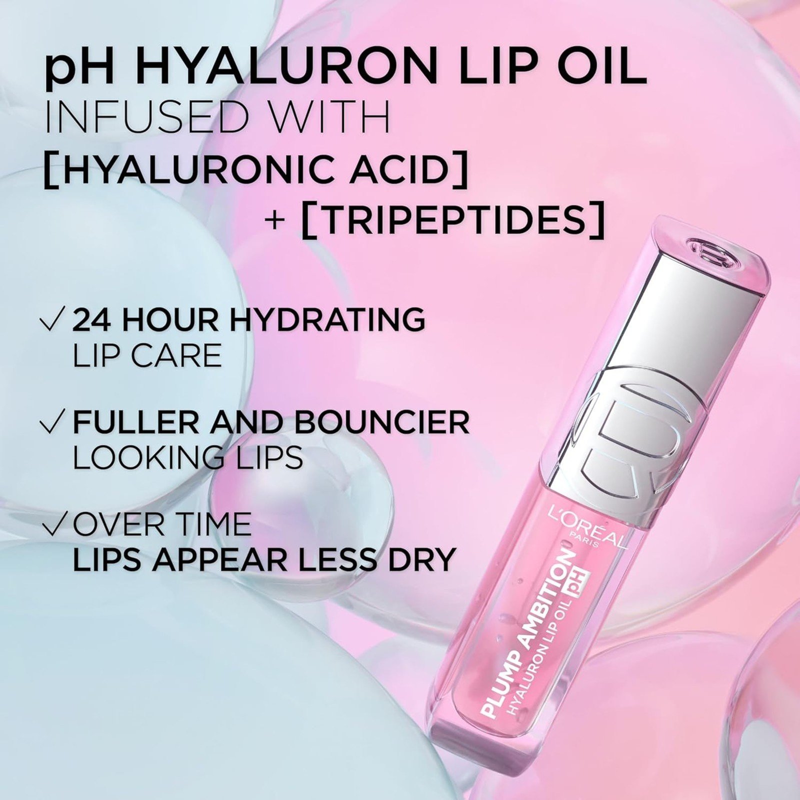 L'Oréal Paris Plump Ambition Λάδι Χειλιών με Υαλουρονικό pH 114 Rosé 5ml