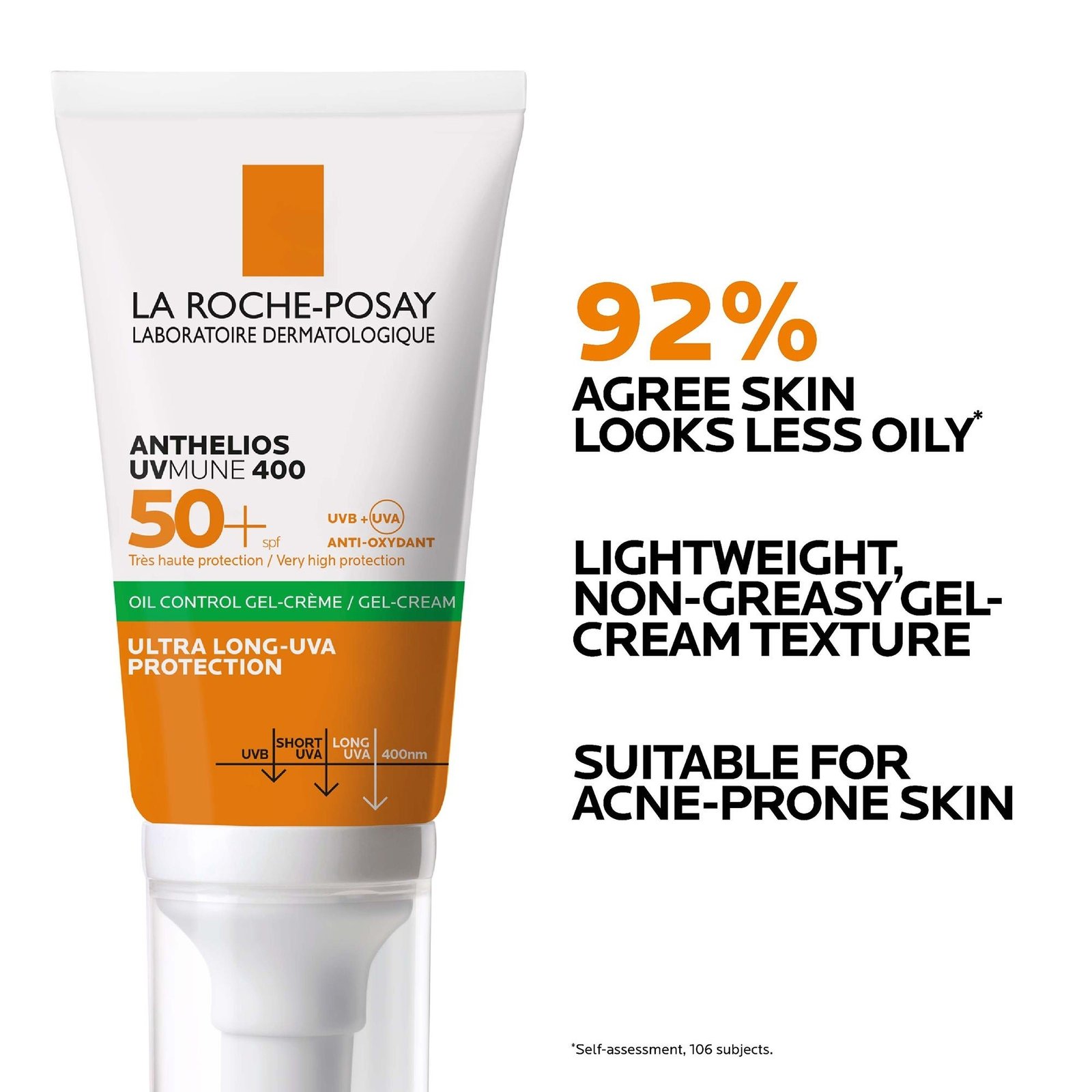 La Roche-Posay Anthelios UVMune 400 Oil Control Geeli-Voide Hajusteeton Aurinkosuoja SPF50+ 50ml
