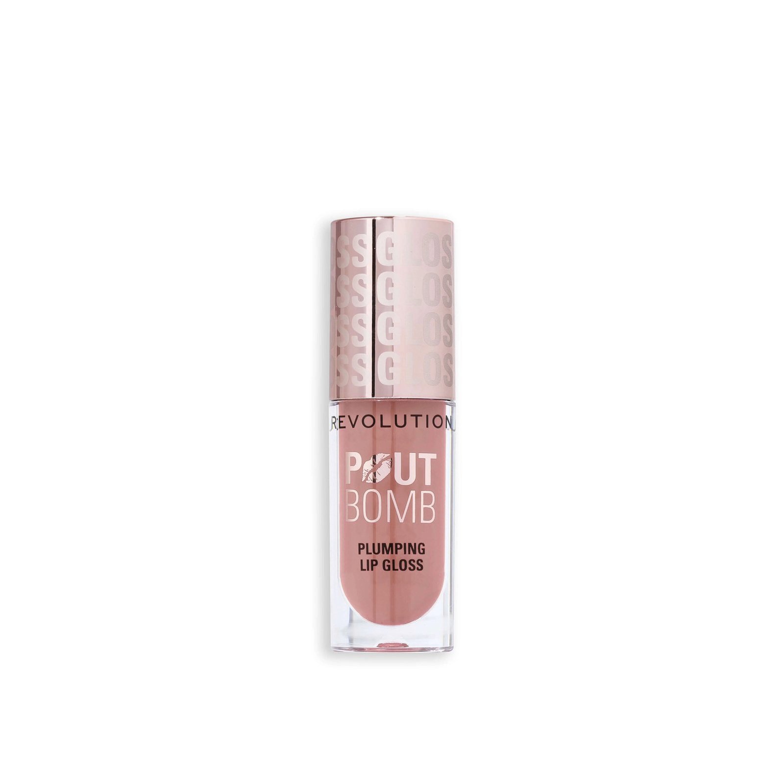 Makeup Revolution Pout Bomb Plumping Lip Gloss Candy Pink Nude 4.6ml