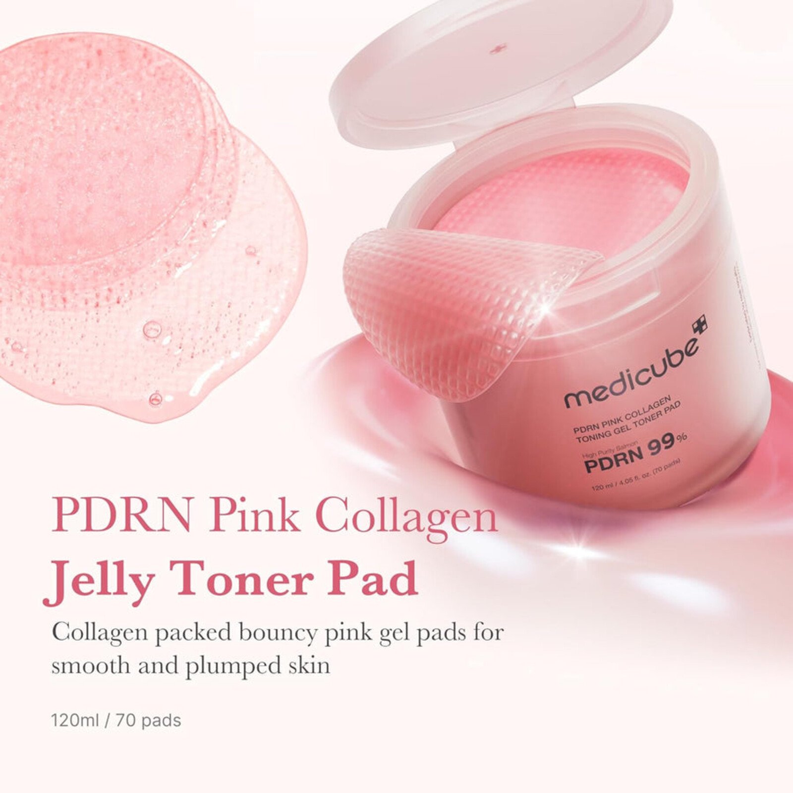 Medicube PDRN Pink Collagen قرص تونر جل مرطب x70
