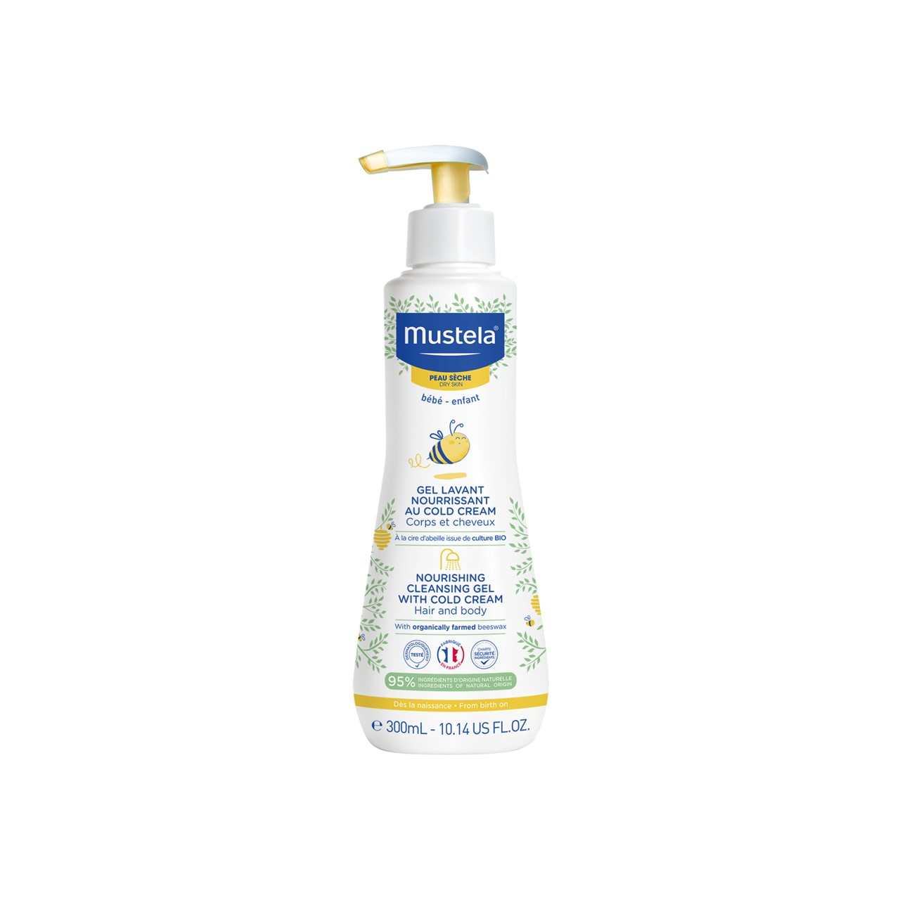 Mustela جل التنظيف المغذي للبشرة الجافة للأطفال مع الكولد كريم 300ml
