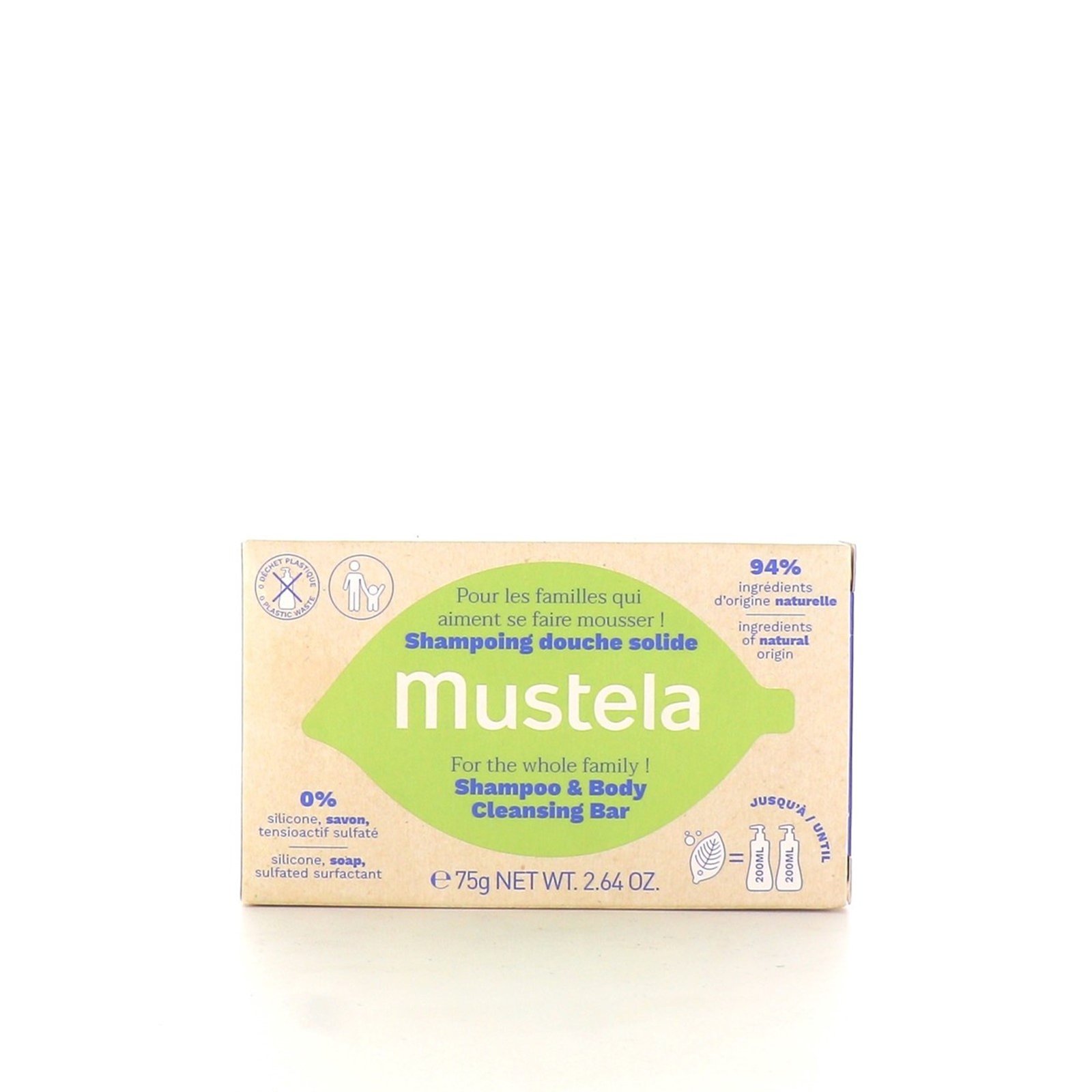 Mustela BIO Champú Y Pastilla Limpiadora Corporal Orgánica 75g