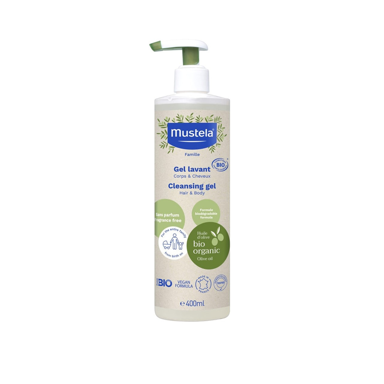 Mustela BIO Gel Limpiador Orgánico Sin Perfume 400ml
