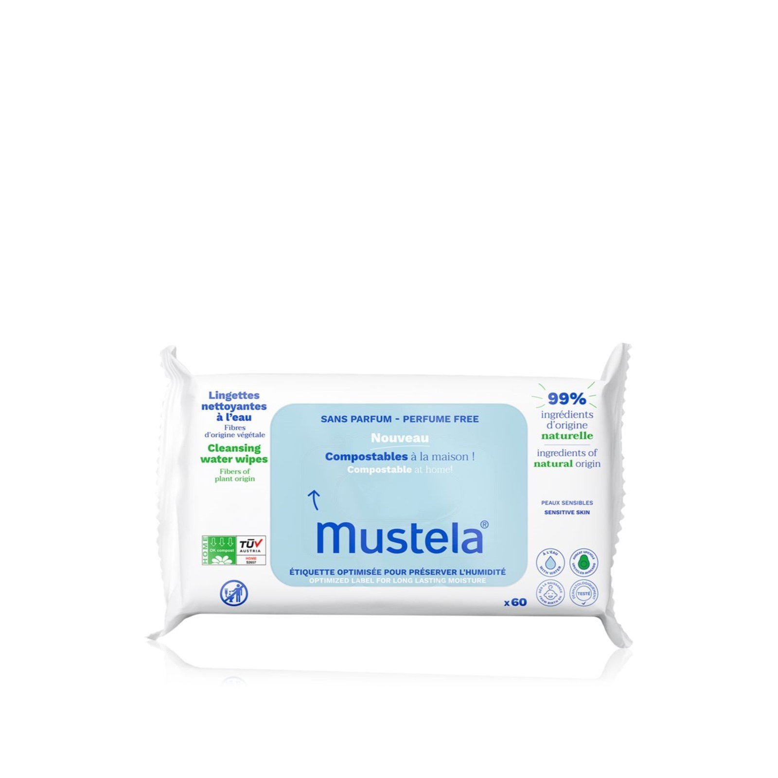 Mustela Reinigende Wassertücher Parfümfrei x60