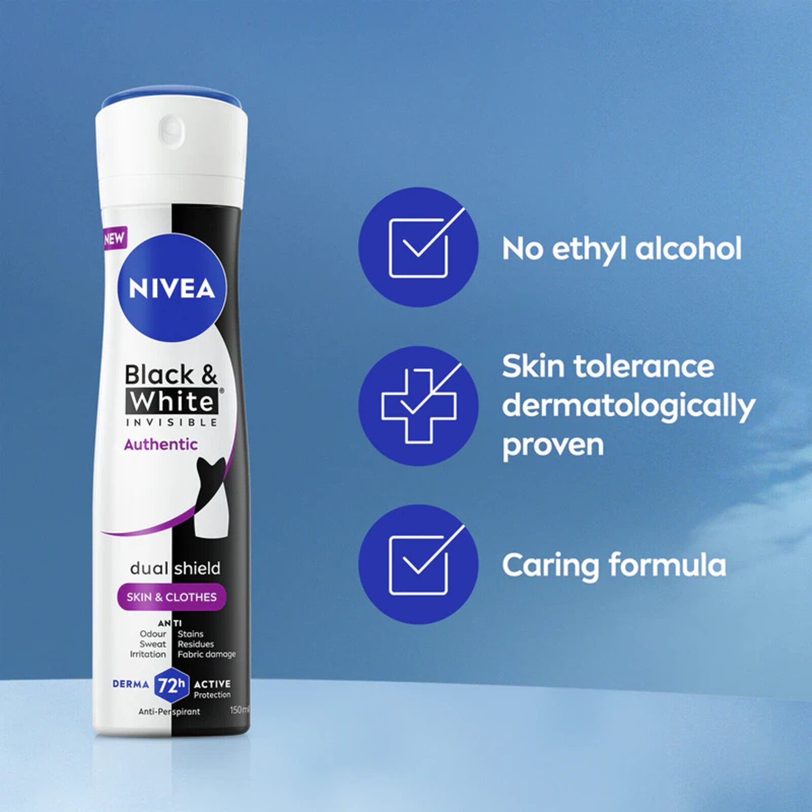 Nivea Black & White Invisible Authentic Anti-Perspirant Spray 150ml