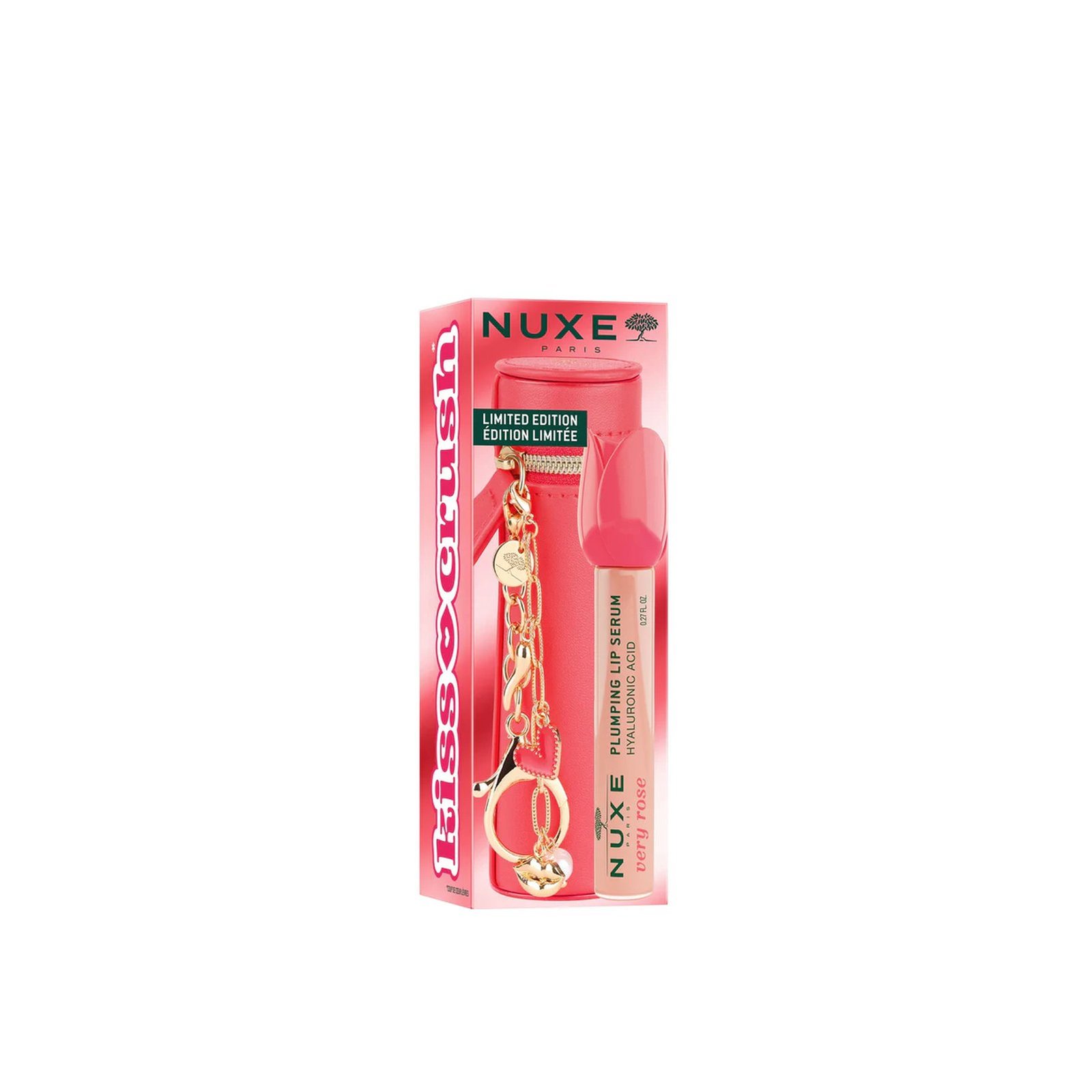 NUXE Suero labial voluminizador Very Rose con estuche y colgantes, 8 ml (0.27floz)