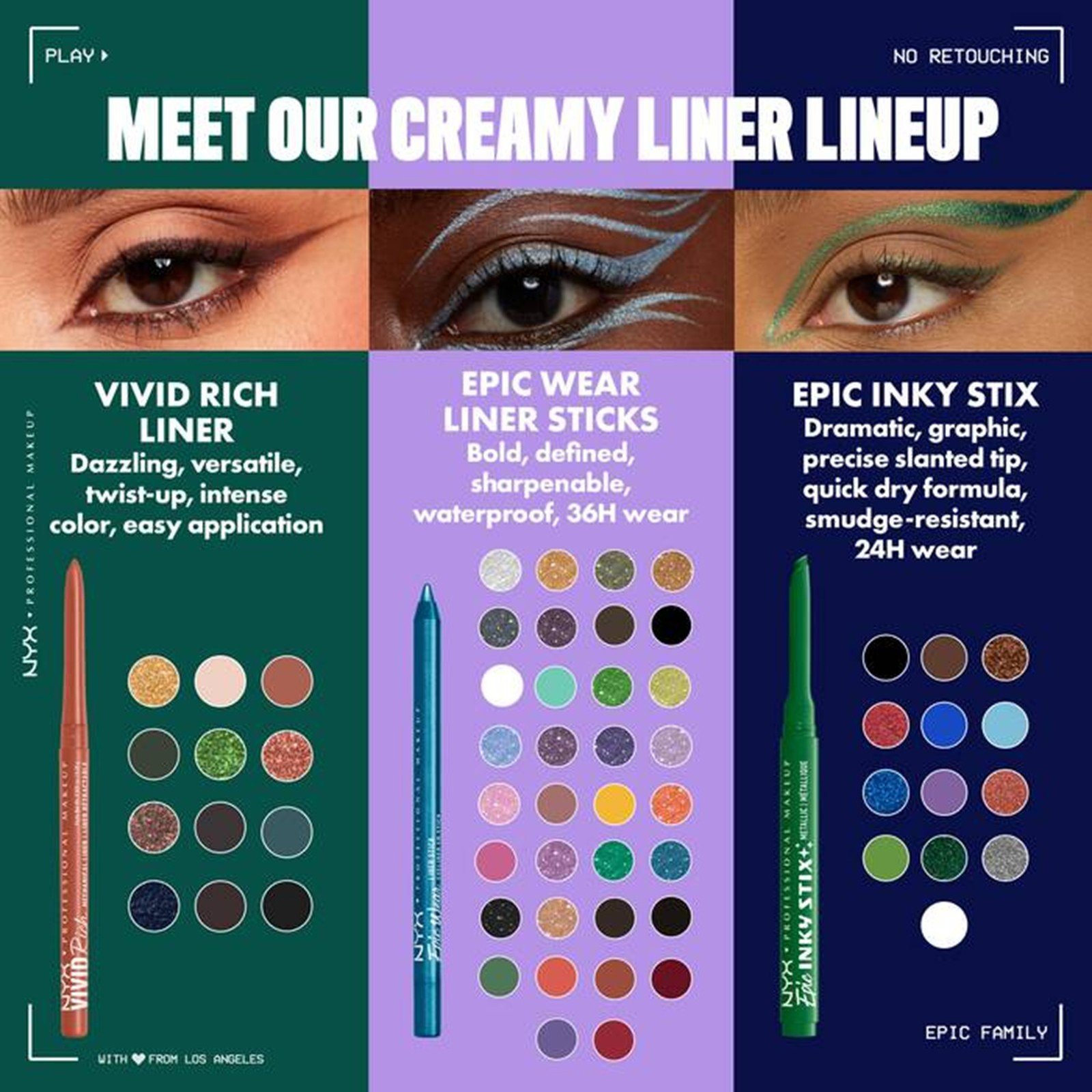 NYX Pro Makeup Epic Inky Stix محدد كريمي جل Black Screen 0.1g