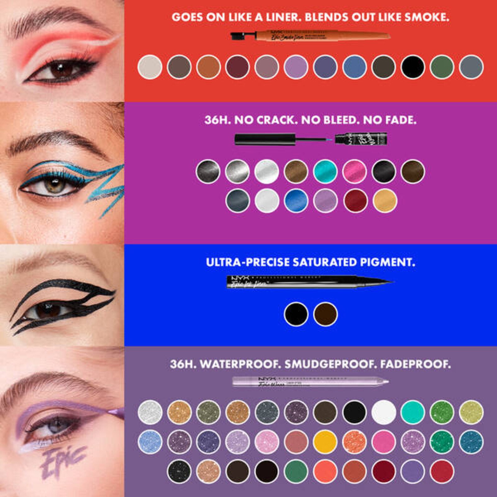 NYX Pro Makeup Epic Wear قلم آيلاينر 32 بني لامع 1.22g