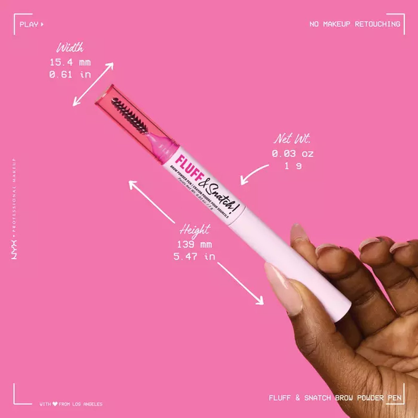 NYX Pro Makeup Fluff & Snatch! Brow Powder Pen 08 Black 1g