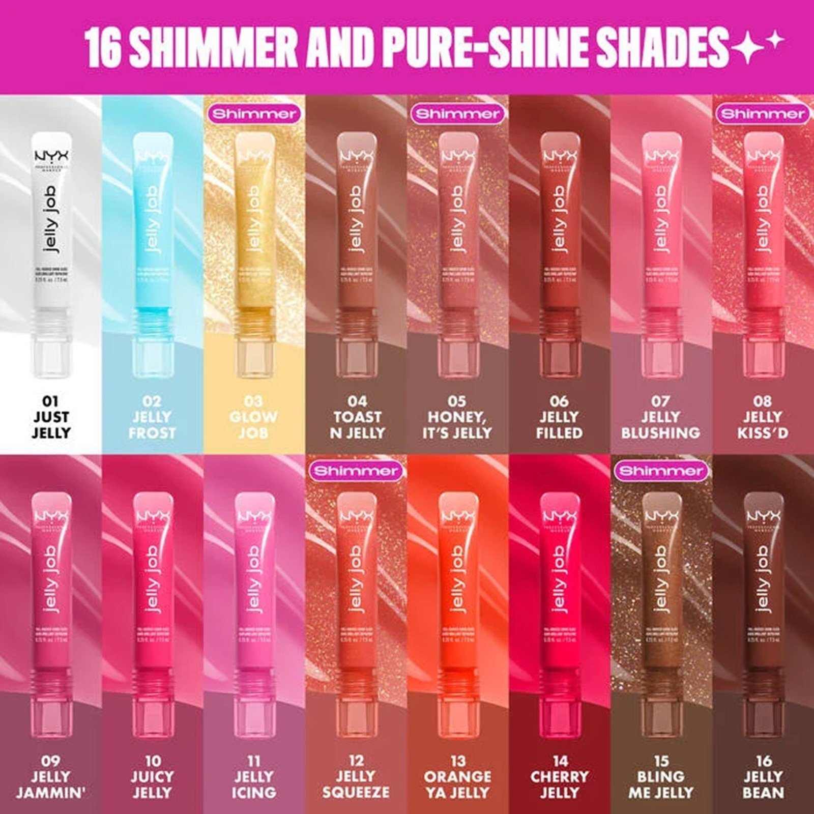 NYX Pro Makeup Jelly Job Full-Bodied Shine Gloss Jelly Blushin' 7.5ml