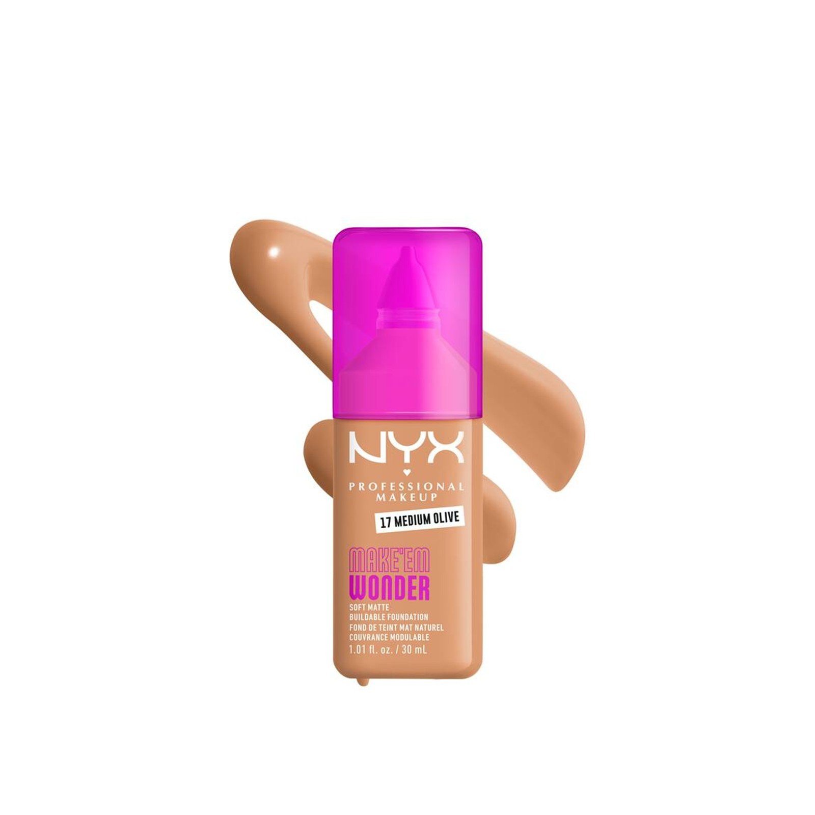 NYX Pro Makeup Make'em Wonder كريم أساس مطفي ناعم قابل للتراكم 17 Medium Olive 30ml