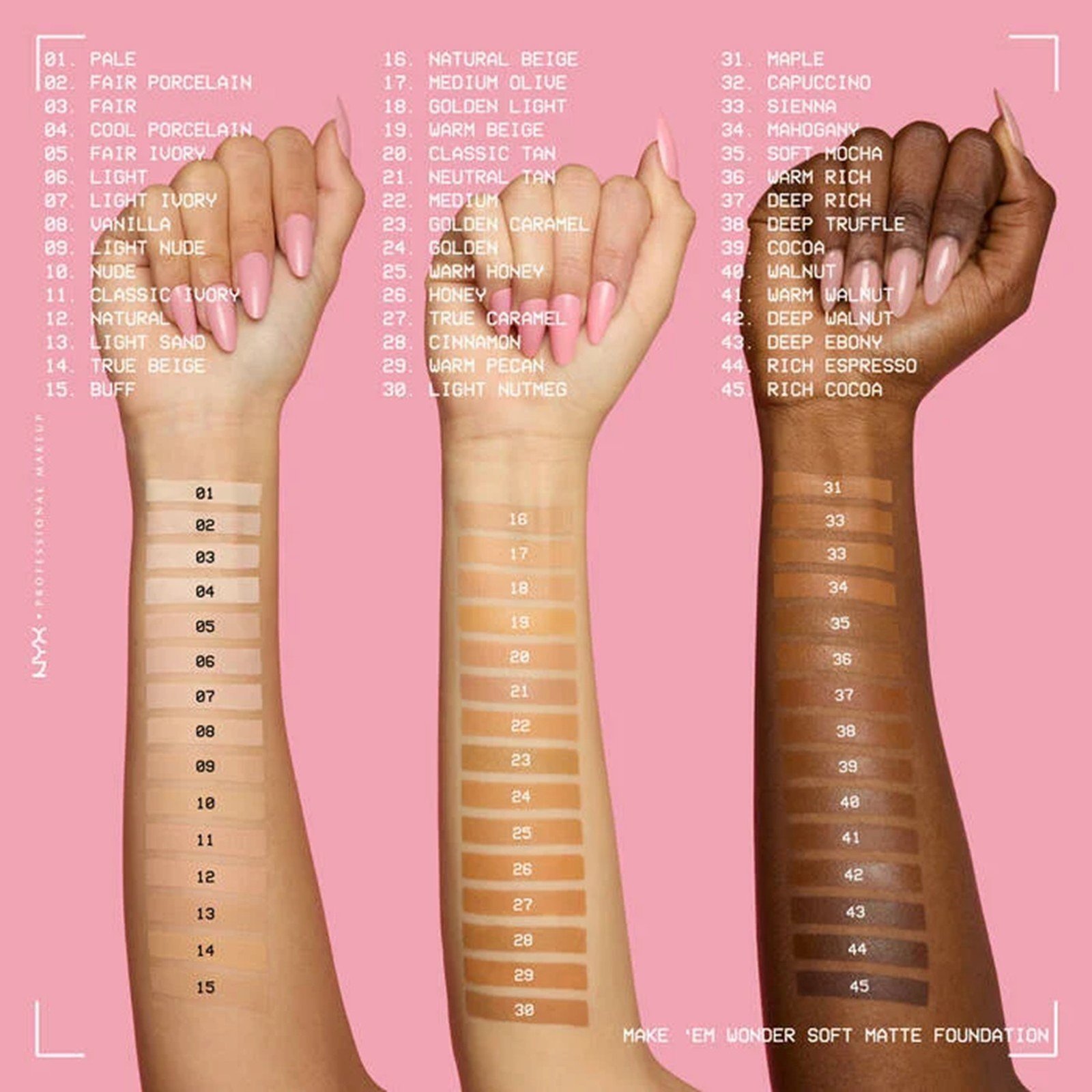NYX Pro Makeup Make'em Wonder كريم أساس مطفي ناعم قابل للتراكم 17 Medium Olive 30ml