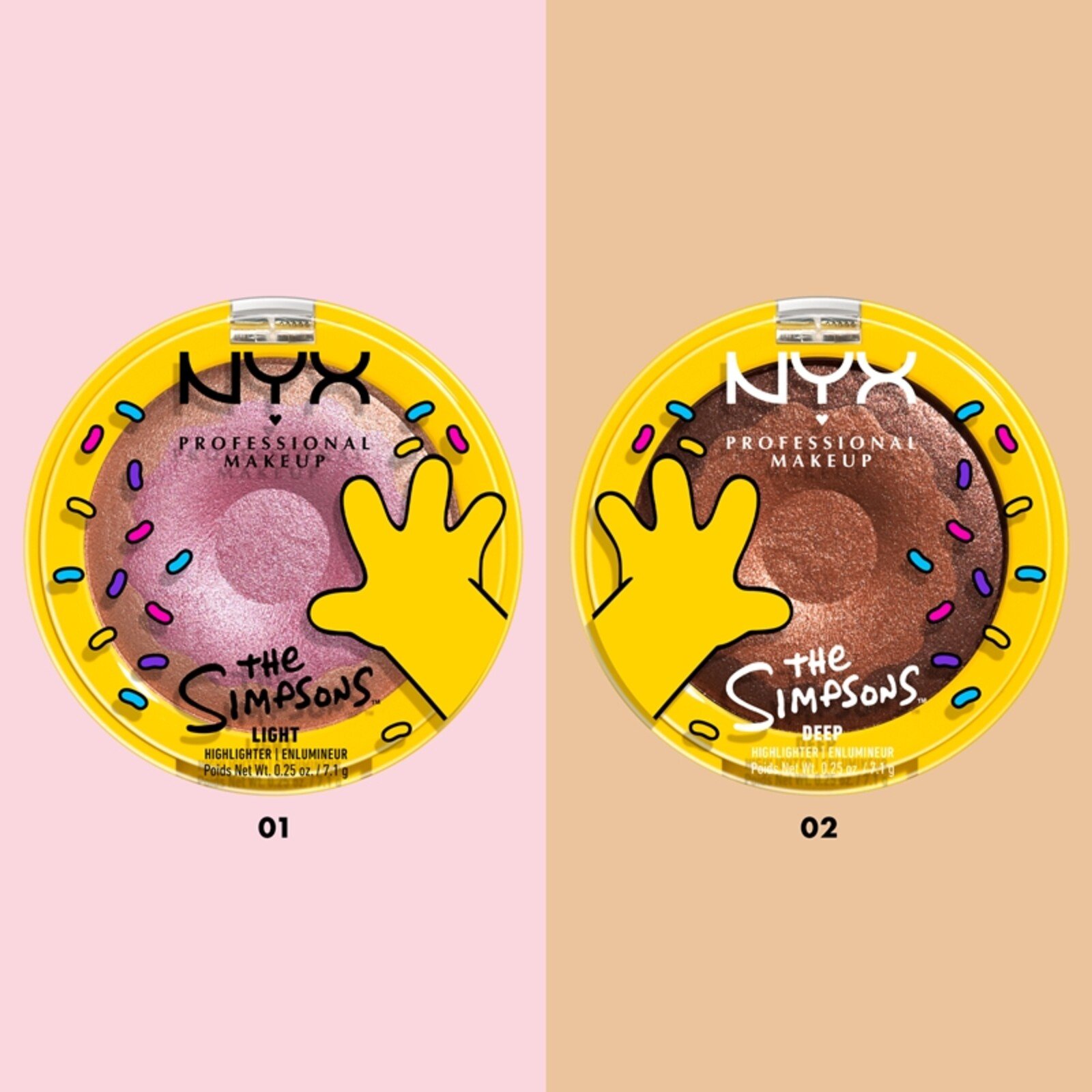 NYX Pro Makeup The Simpsons Homer Simpson هايلايتر بشكل الدونات 01 Light Don't Mind If I Do 7.1g