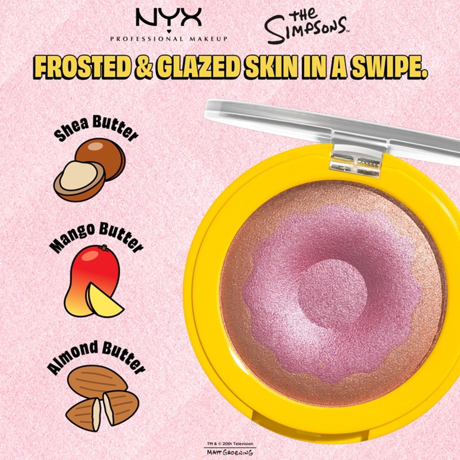 NYX Pro Makeup The Simpsons Homer Simpson هايلايتر بشكل الدونات 01 Light Don't Mind If I Do 7.1g
