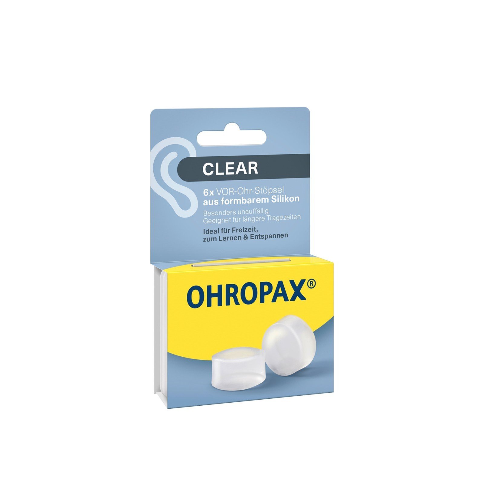 سدادات أذن سيليكون شفافة من Ohropax × 6