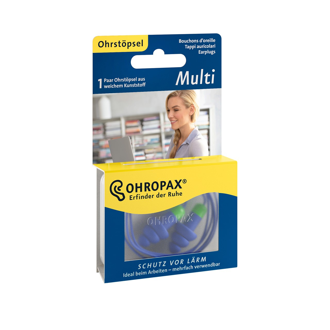 Ohropax Tapones para Oídos de Plástico con Cordón Multi x2
