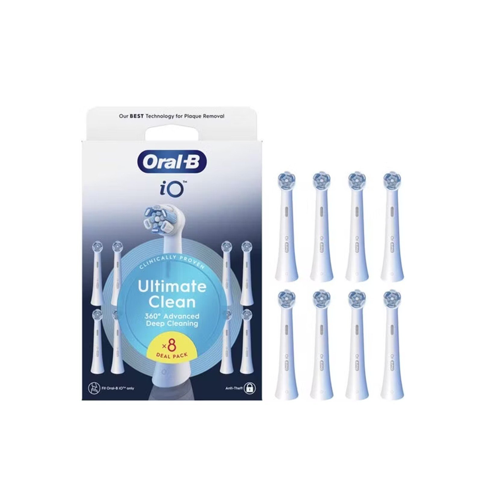Oral-B iO Ultimate Clean Replacement Head Electric Toothbrush White x8