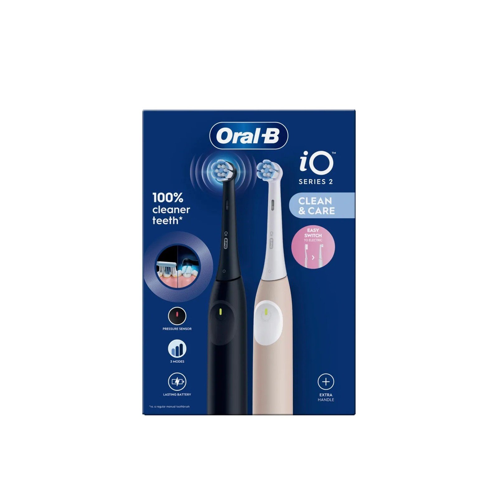 Oral-B iO™ Series 2 Clean & Care Duo Night Black und Calm Pink Elektrische Zahnbürste