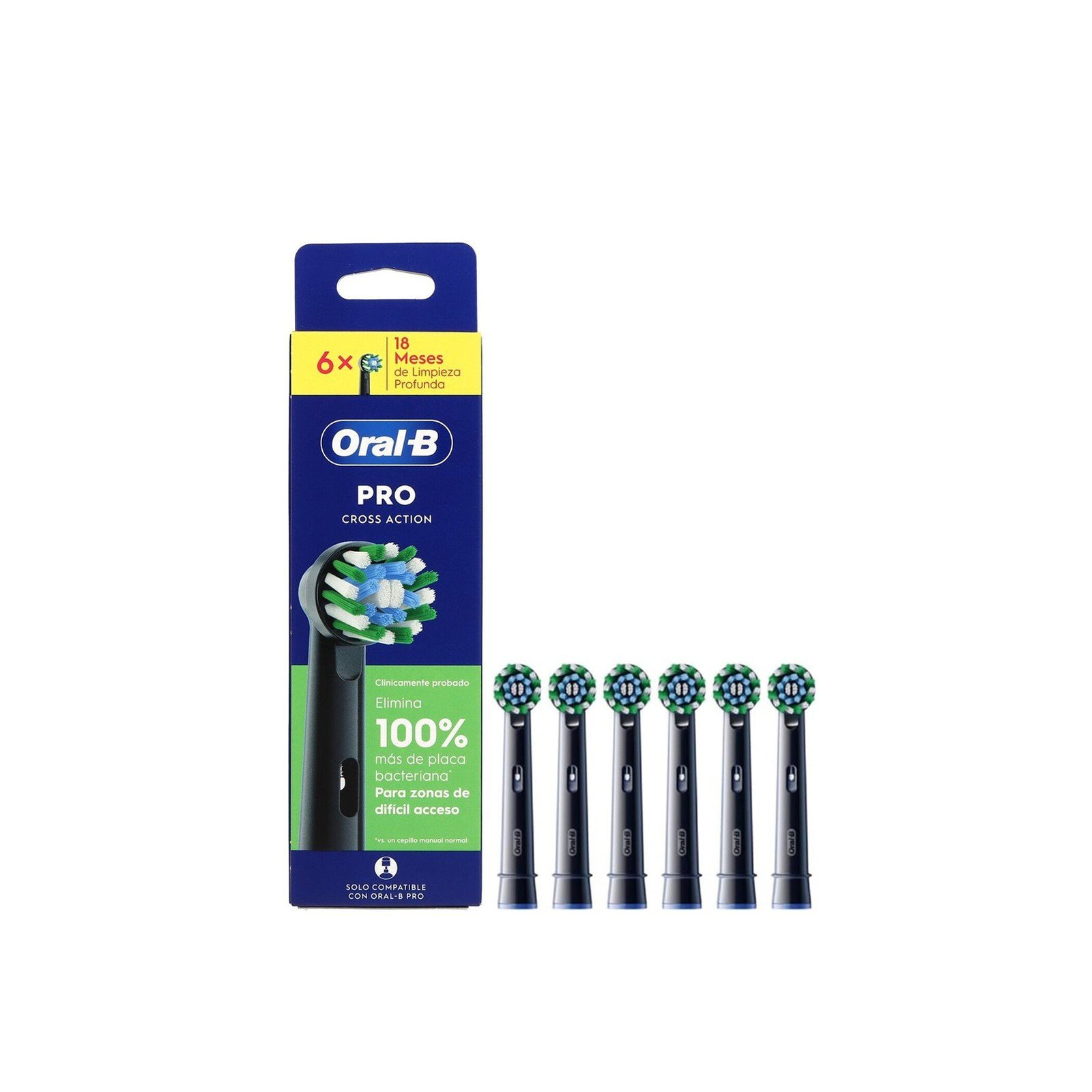Oral-B Pro Cross Action Replacement Head Electric Toothbrush Black x6