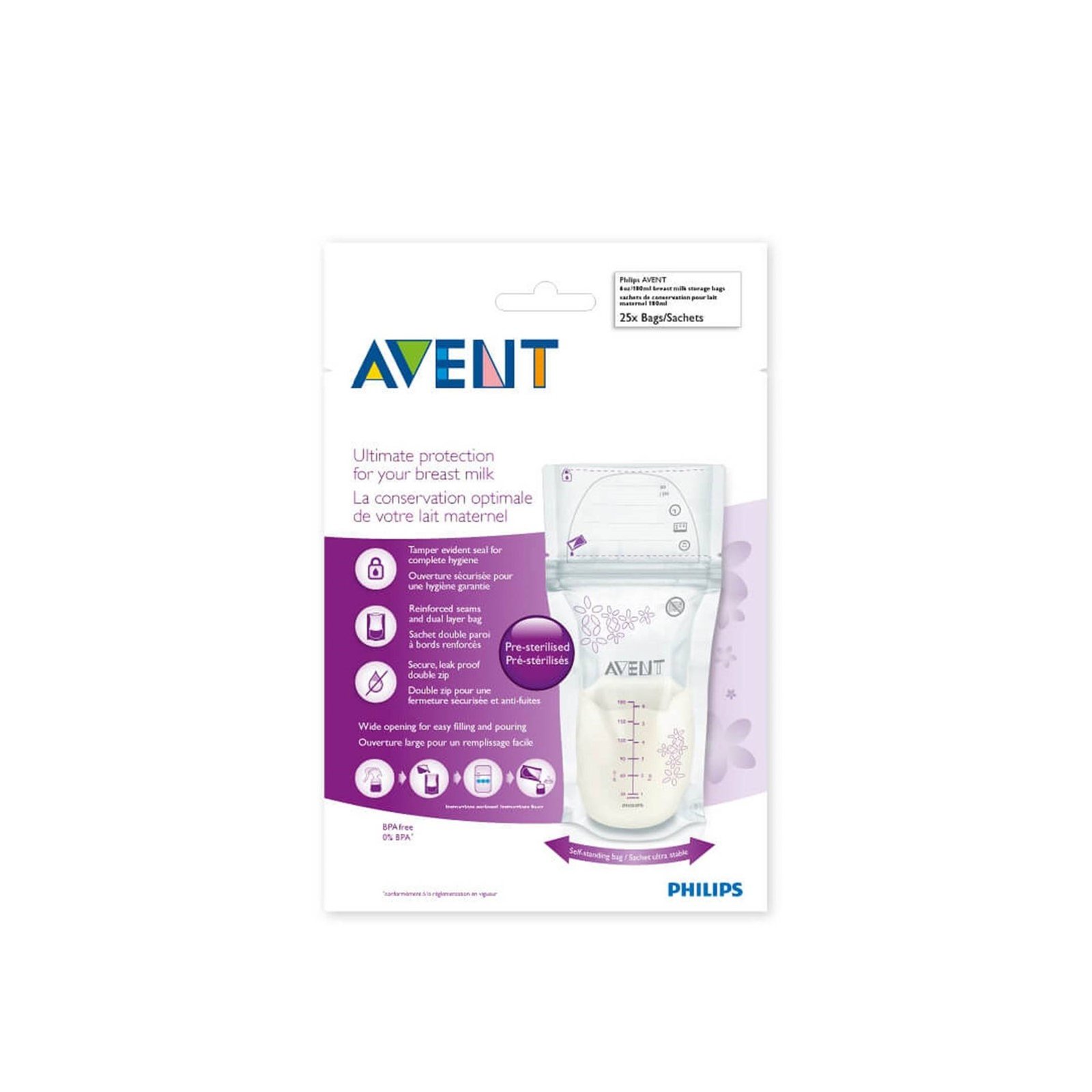 Philips Avent Bolsas para Almacenar Leche Materna 180ml x25
