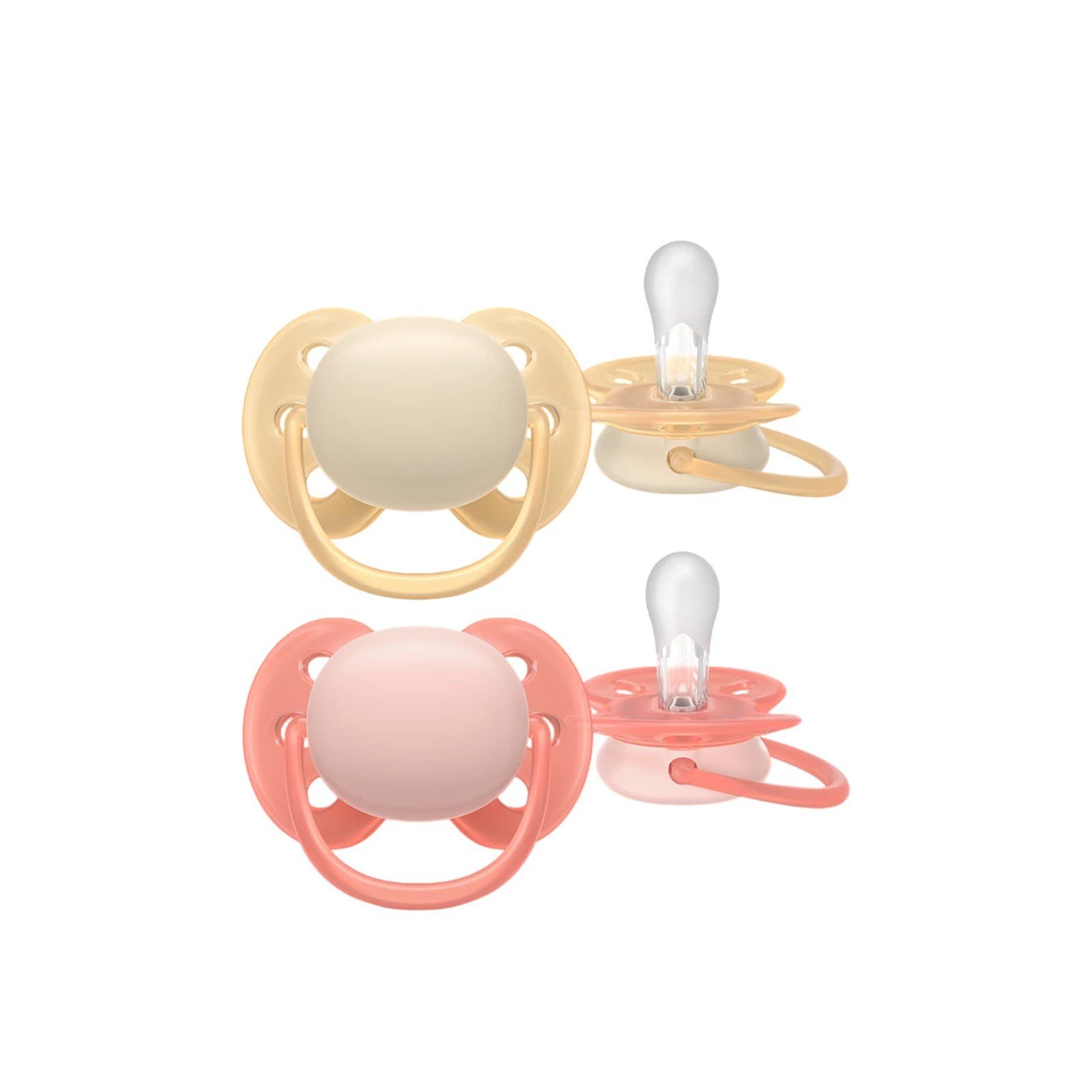 Philips Avent Ultra Soft Pacifier 0-6m Yellow/Pink x2