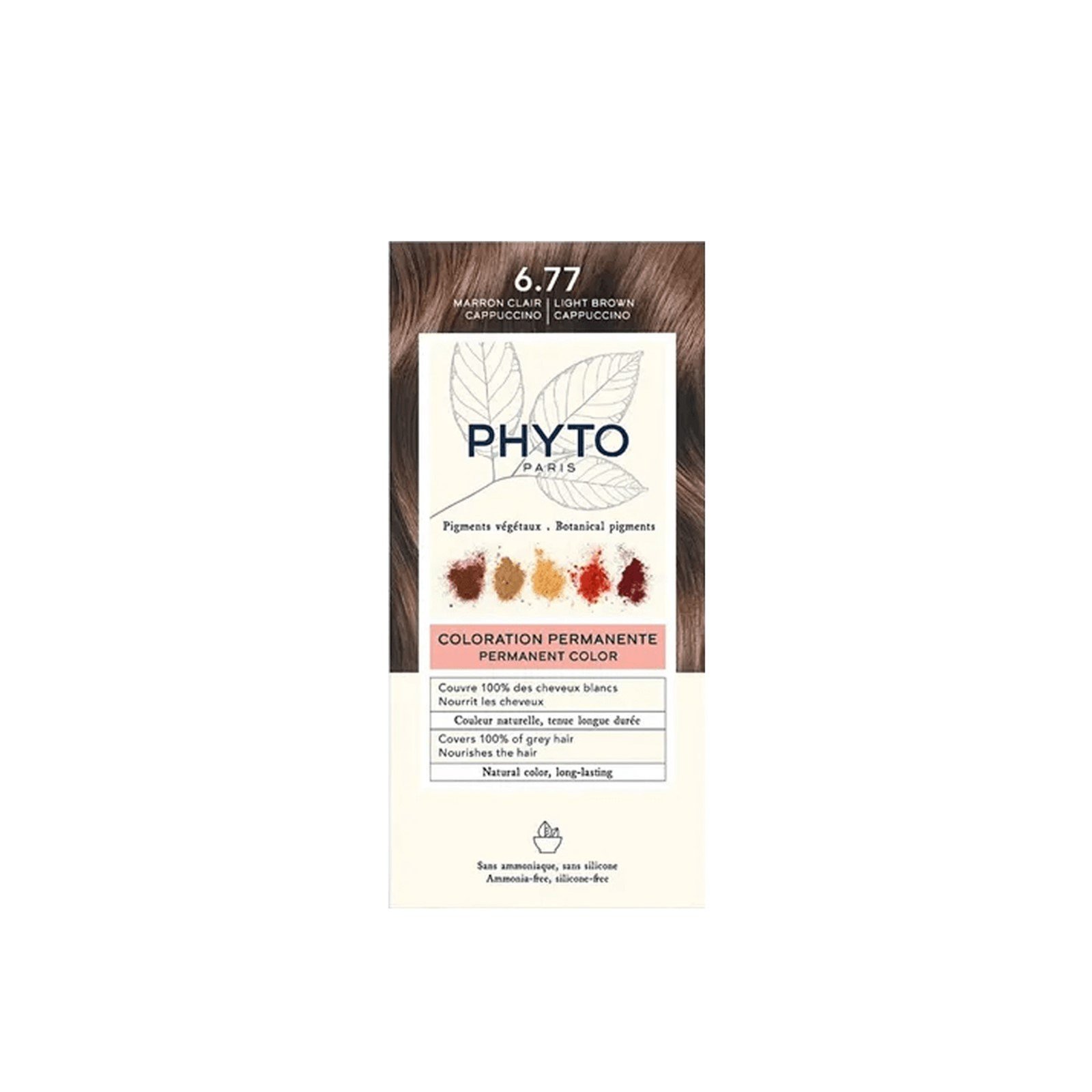 Phytocolor Permanent Color Shade 6.77 Light Brown Cappuccino