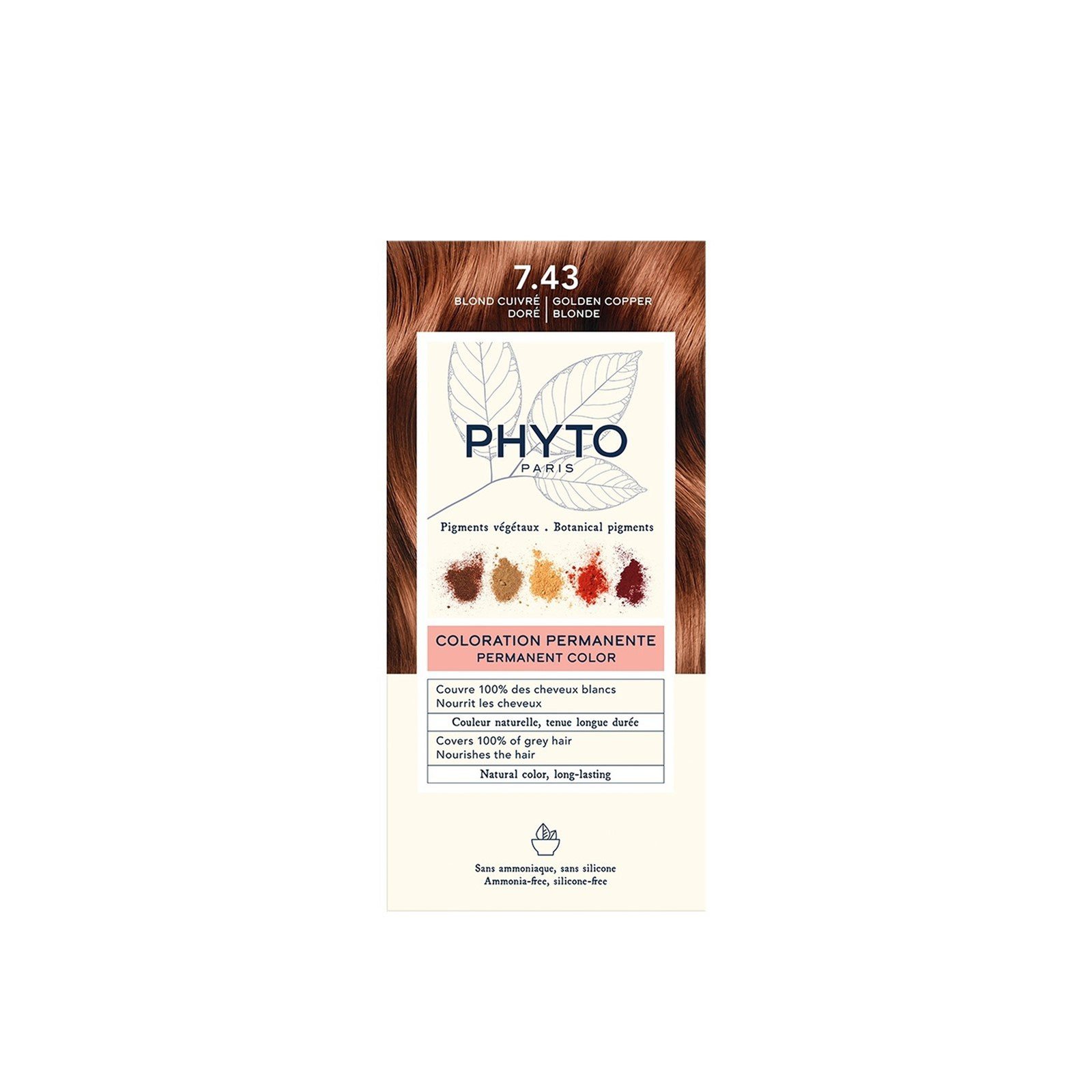 Phytocolor Coloración Permanente Tono 7.43 Rubio Cobrizo Dorado