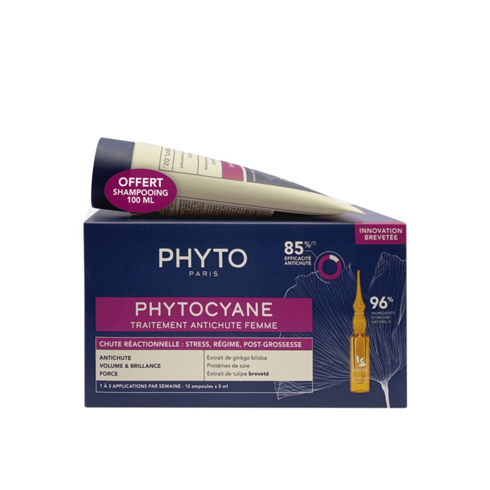 Phytocyane Reactive Hair Loss Treatment for Women 12x5ml + Invigorating Shampoo 100ml