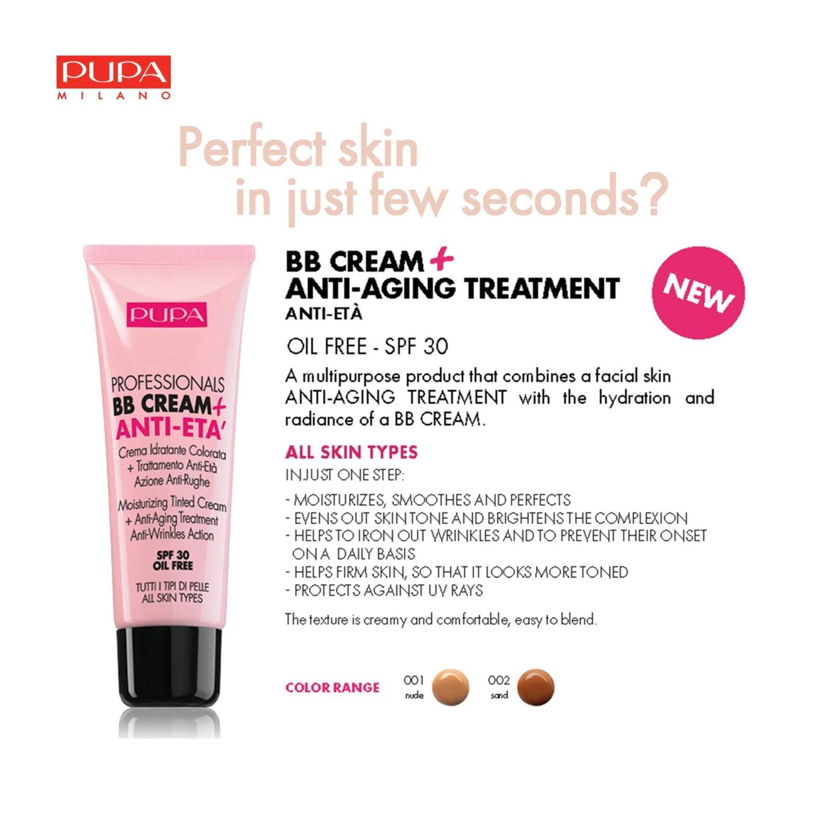 PUPA BB CREAM PROTI STARANJU 002 SAND