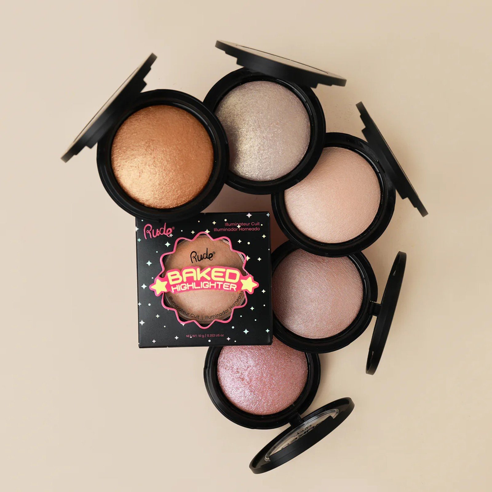 Rude Cosmetics هايلايتر مخبوز شيمر Champagne Sparks 10g