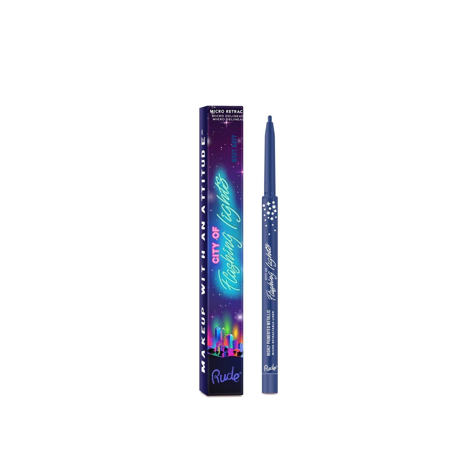 Rude Cosmetics City of Flashing Lights Highly Pigmented Micro Retractable Liner Wavy Navy 0.1g
