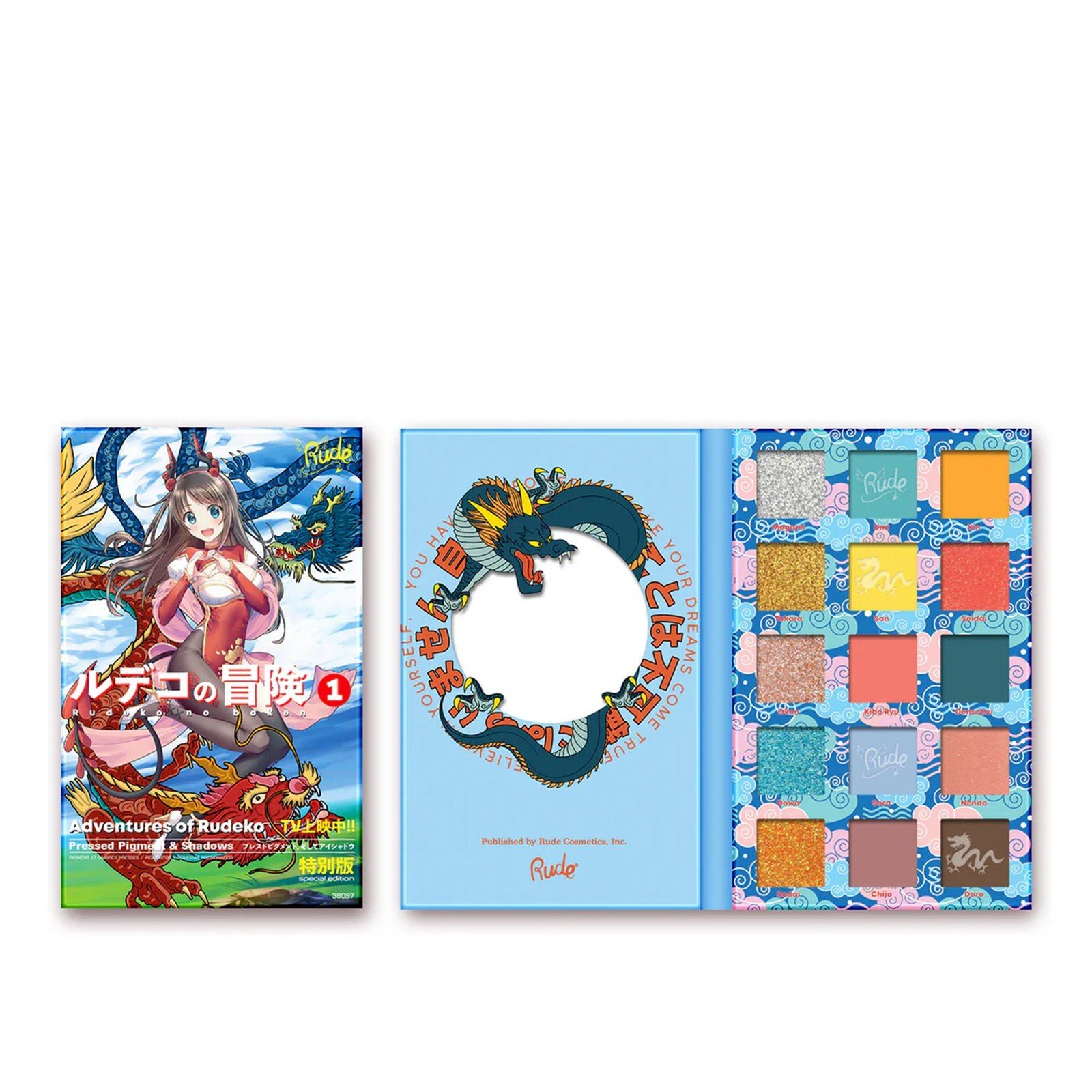 Rude Cosmetics Manga Collection Pressed Pigments & Shadows Palette Adventures of Rudeko