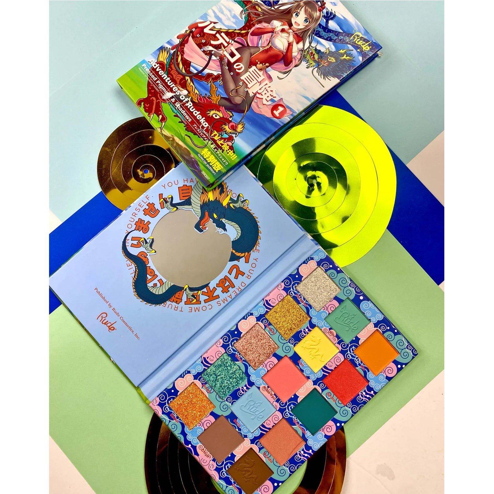 Rude Cosmetics Manga Collection Pressed Pigments & Shadows Palette Adventures of Rudeko