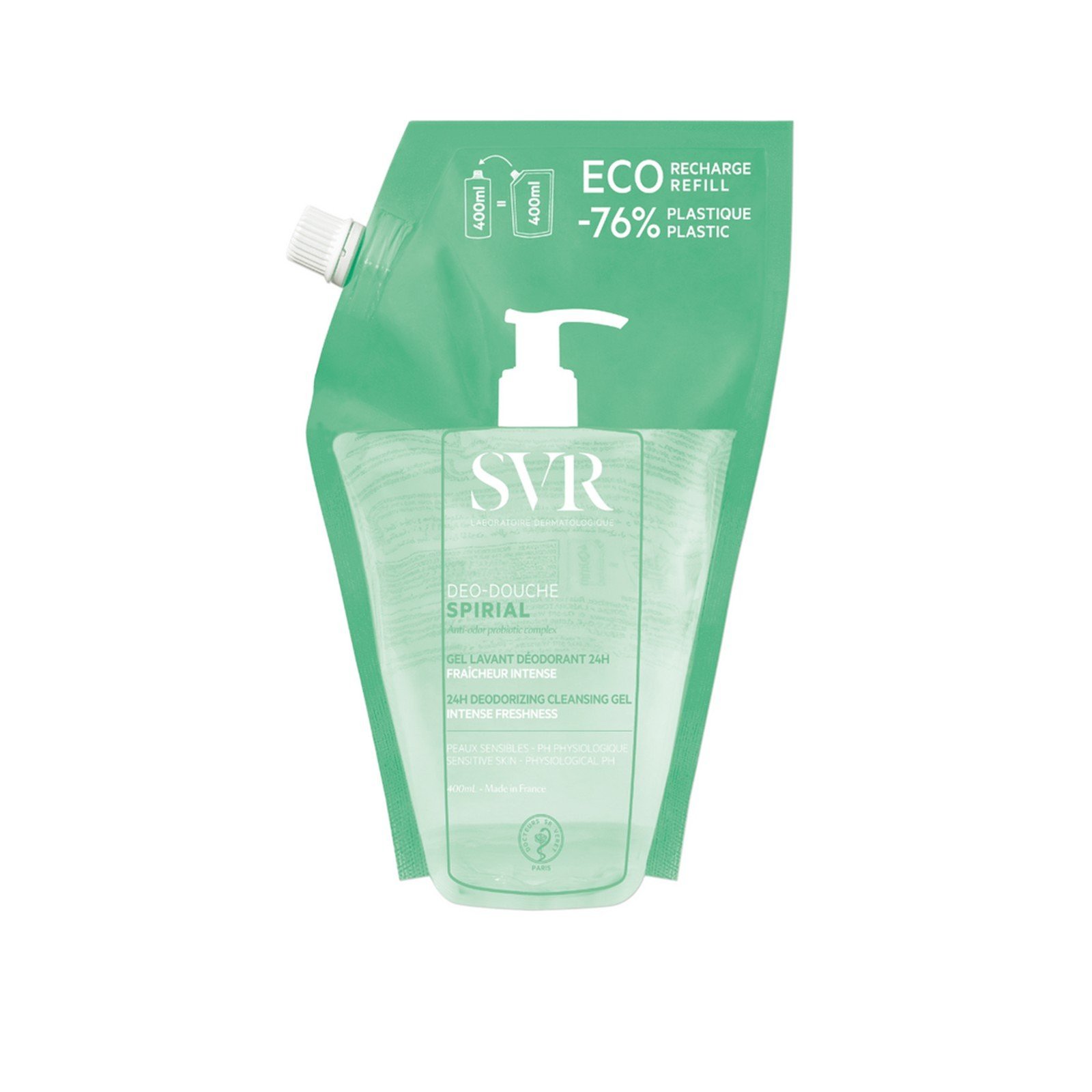 SVR Spirial Deo-Douche Intense Frisheid Deodorerende Gel Eco-Navulling 400ml