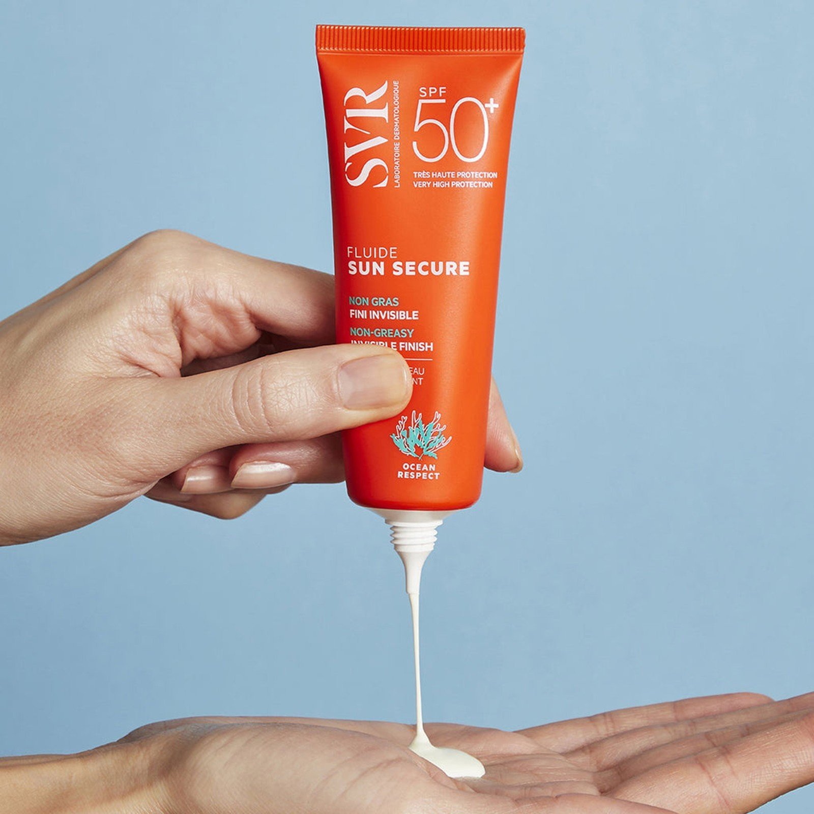 SVR Sun Secure سائل بلمسة نهائية غير مرئية وملمس جاف لوشن واقٍ من الشمس SPF50+ 50ml