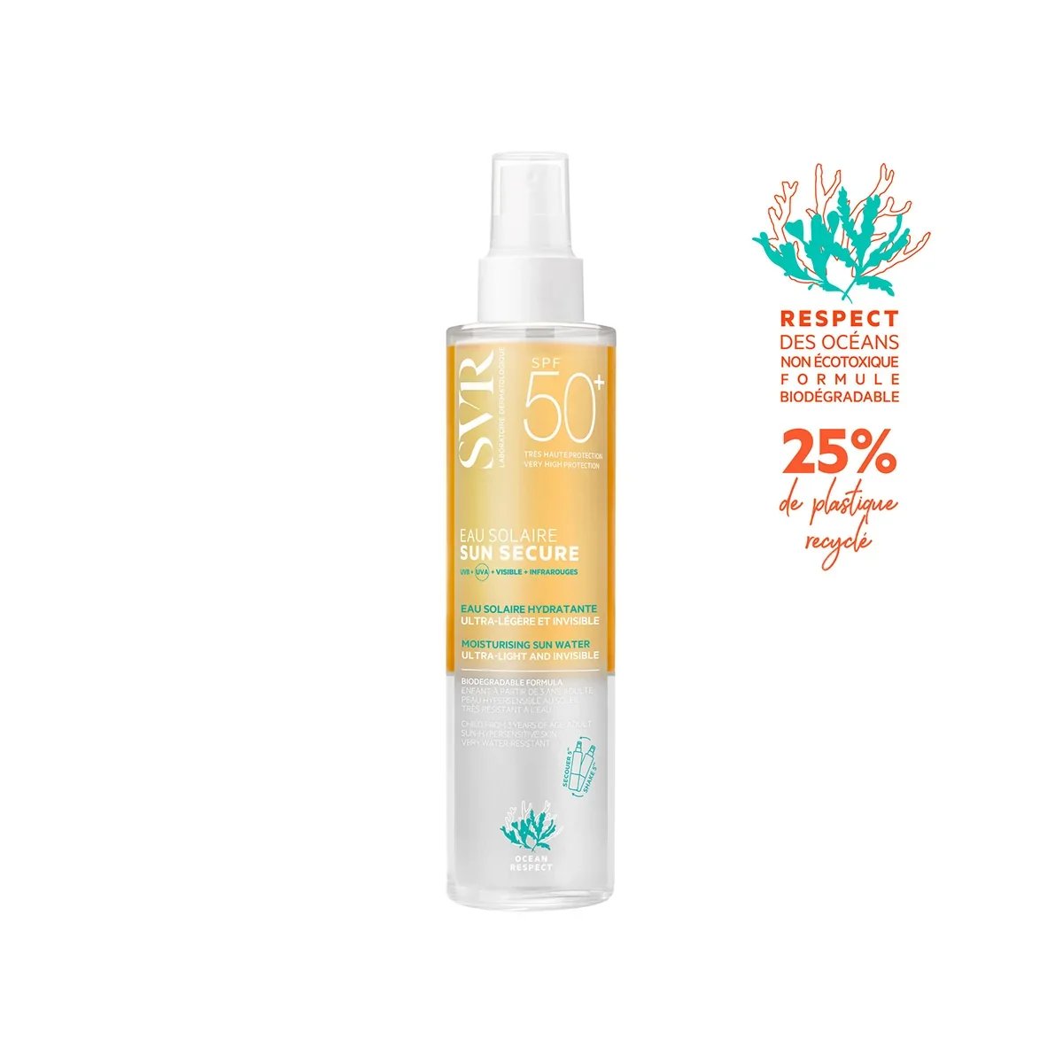 SVR Sun Secure Eau Solaire Hydratante SPF50+ Écran Solaire 100ml