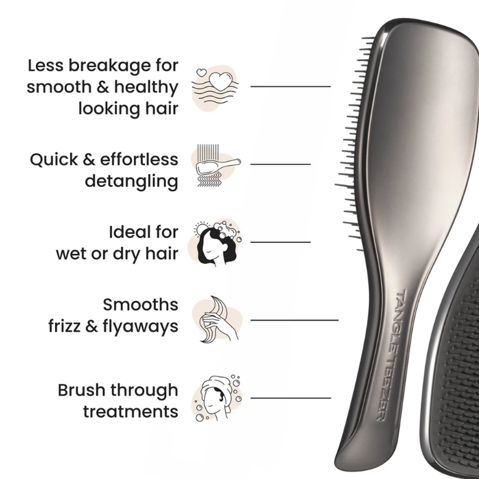 Tangle Teezer Detangling Hairbrush Chrome Silver x1