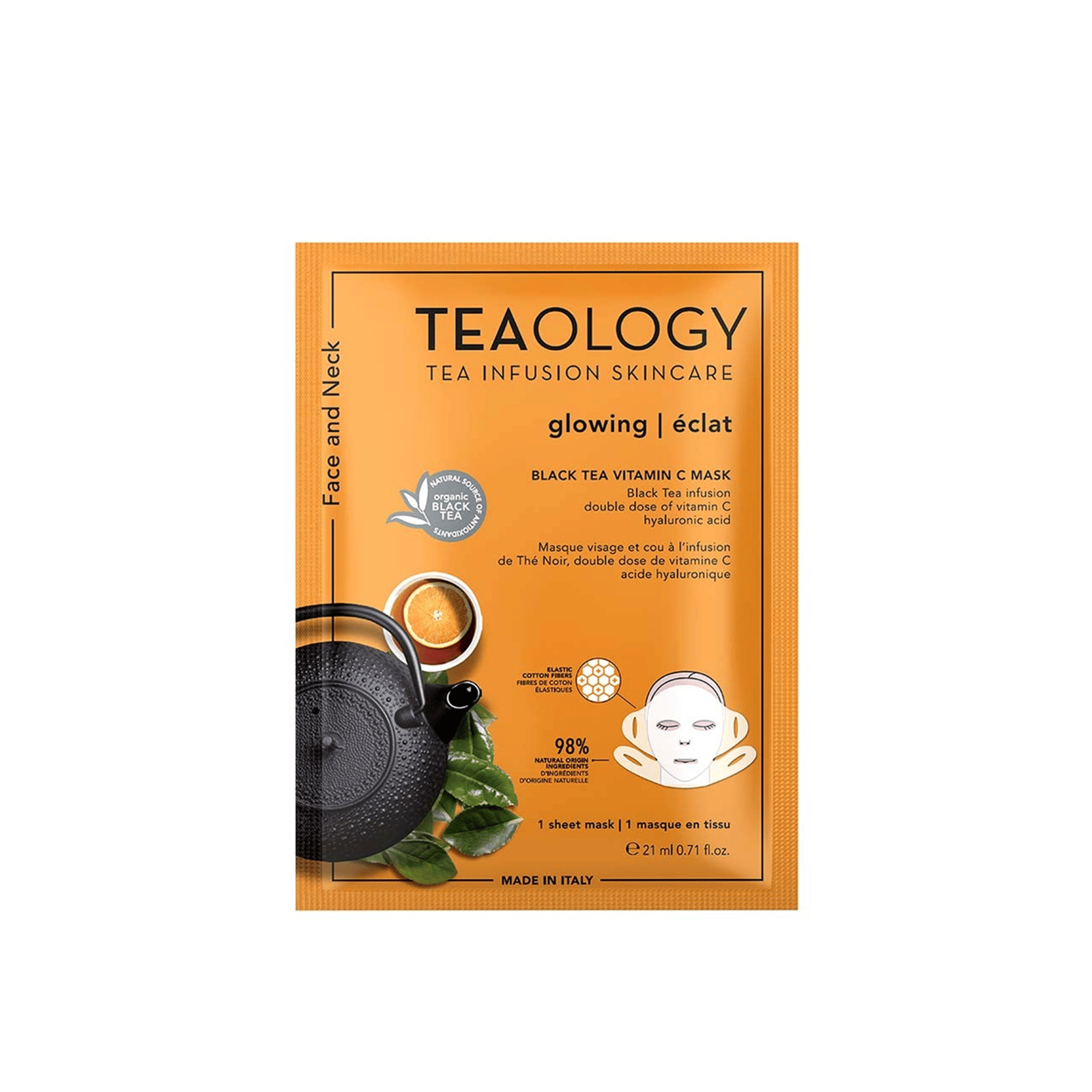 Teaology Black Tea Mascarilla de Tejido Iluminadora con Vitamina C