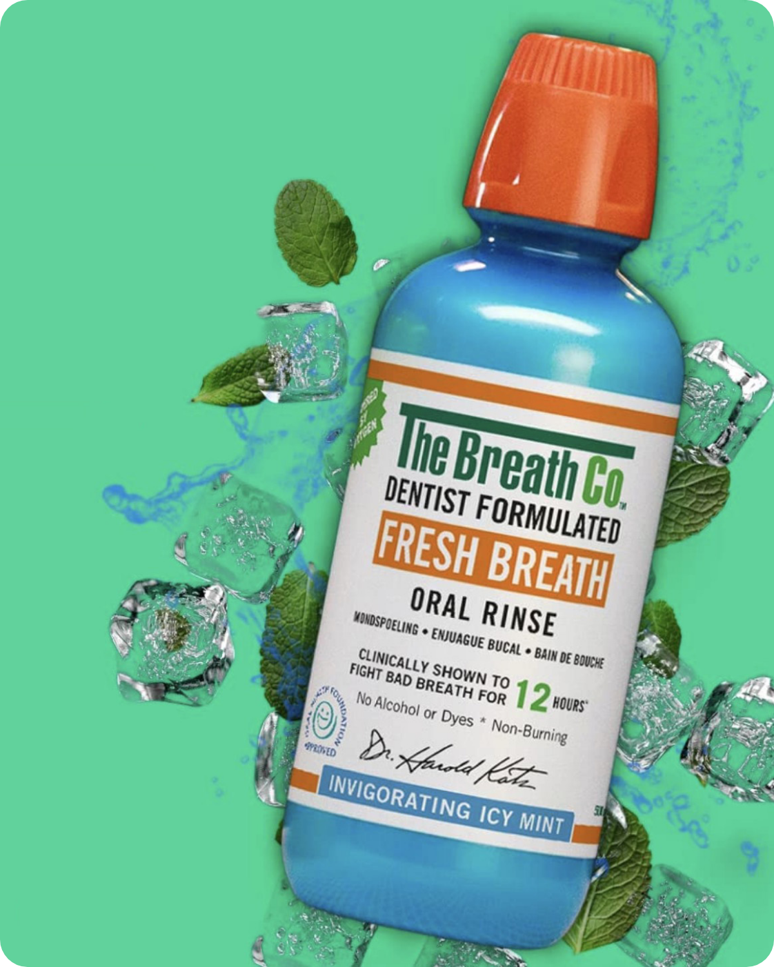 The Breath Co Fresh Breath Invigorating Icy Mint Mouthwash 500ml