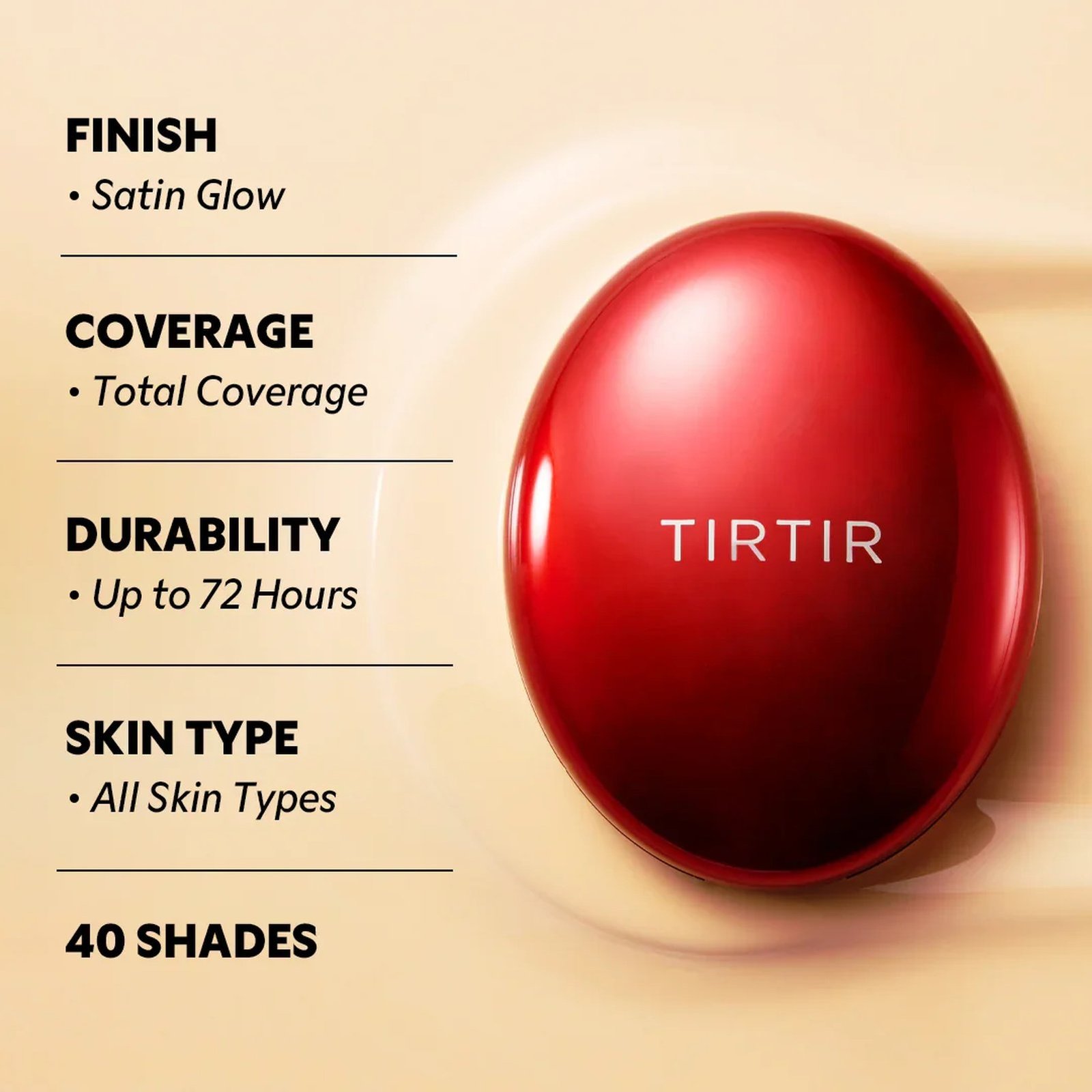 TIRTIR Mask Fit Red Cushion Foundation 22N Shell Beige 18g (0.63oz)