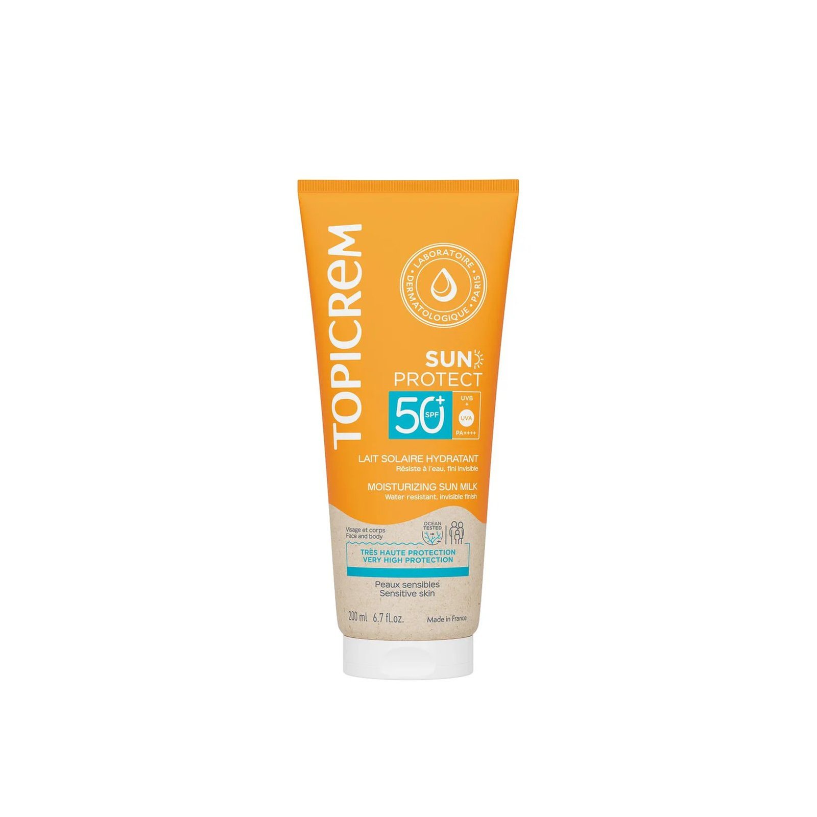 Topicrem Sun Protect, leche solar hidratante SPF 50+, 200 ml