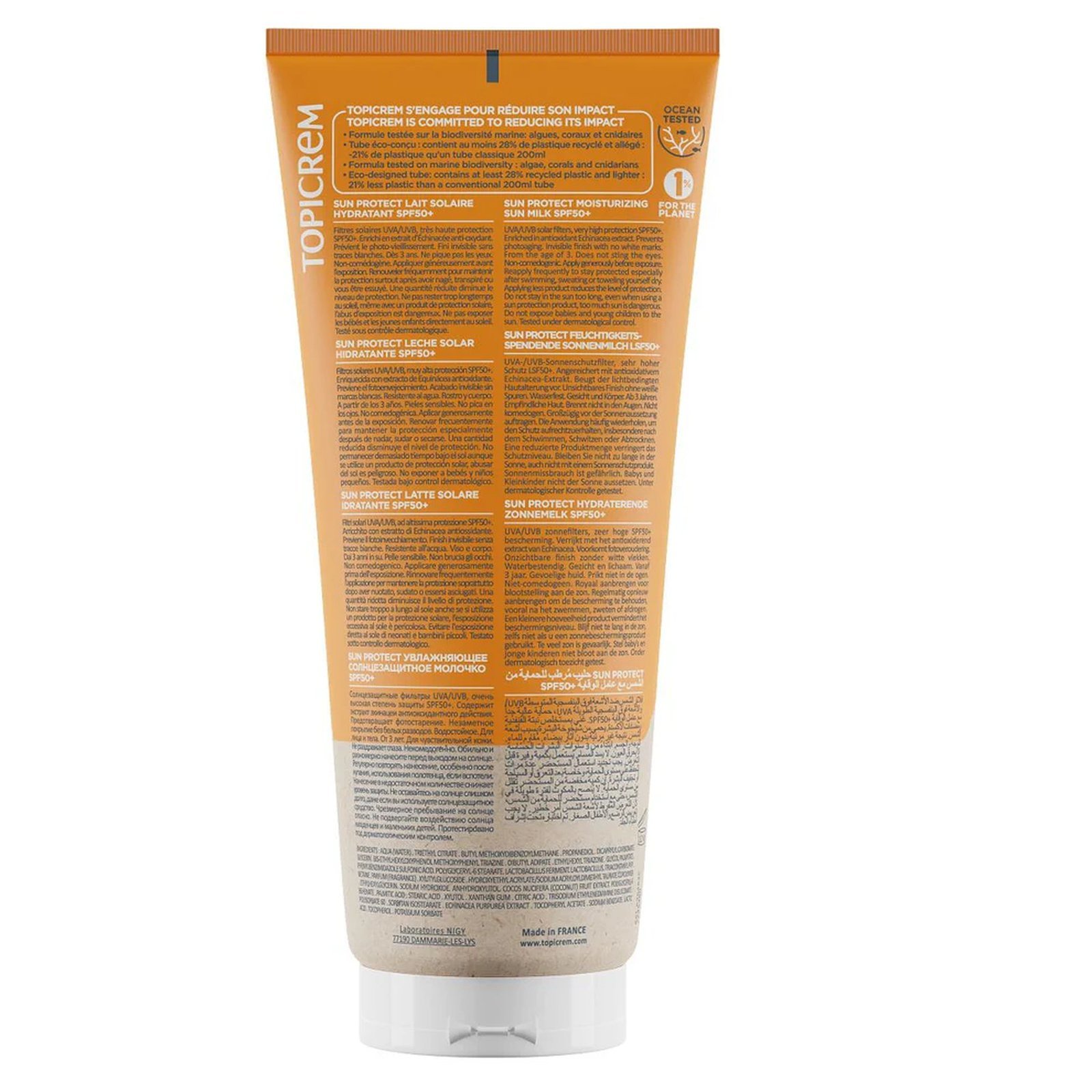 Topicrem Sun Protect, leche solar hidratante SPF 50+, 200 ml