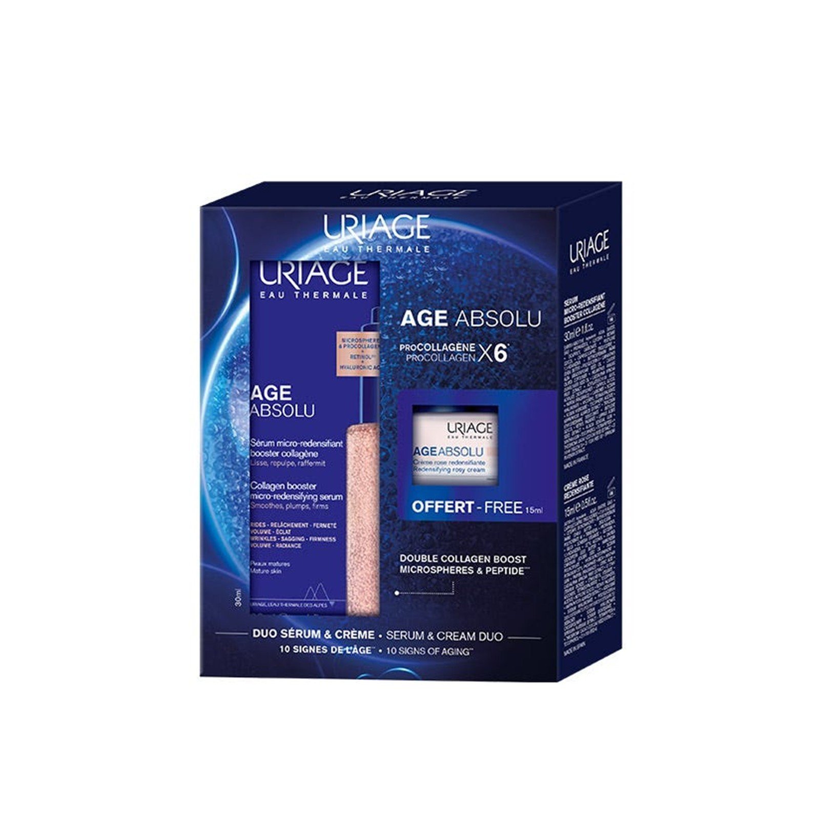 Uriage Age Absolu Kolagjen Booster Micro-Redensifying Serum 30ml + Redensifying Rosy Krem 15ml