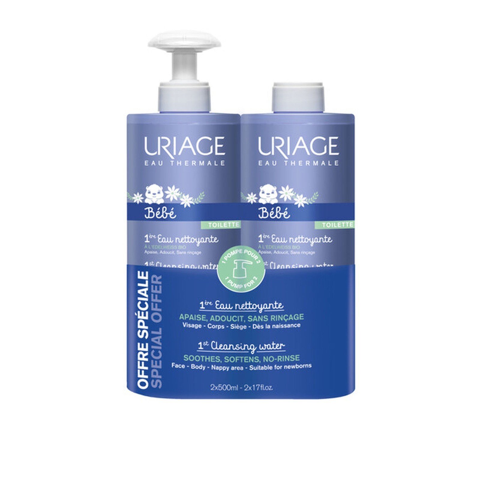 Uriage Baby 1st Cleansing Water 500ml x2